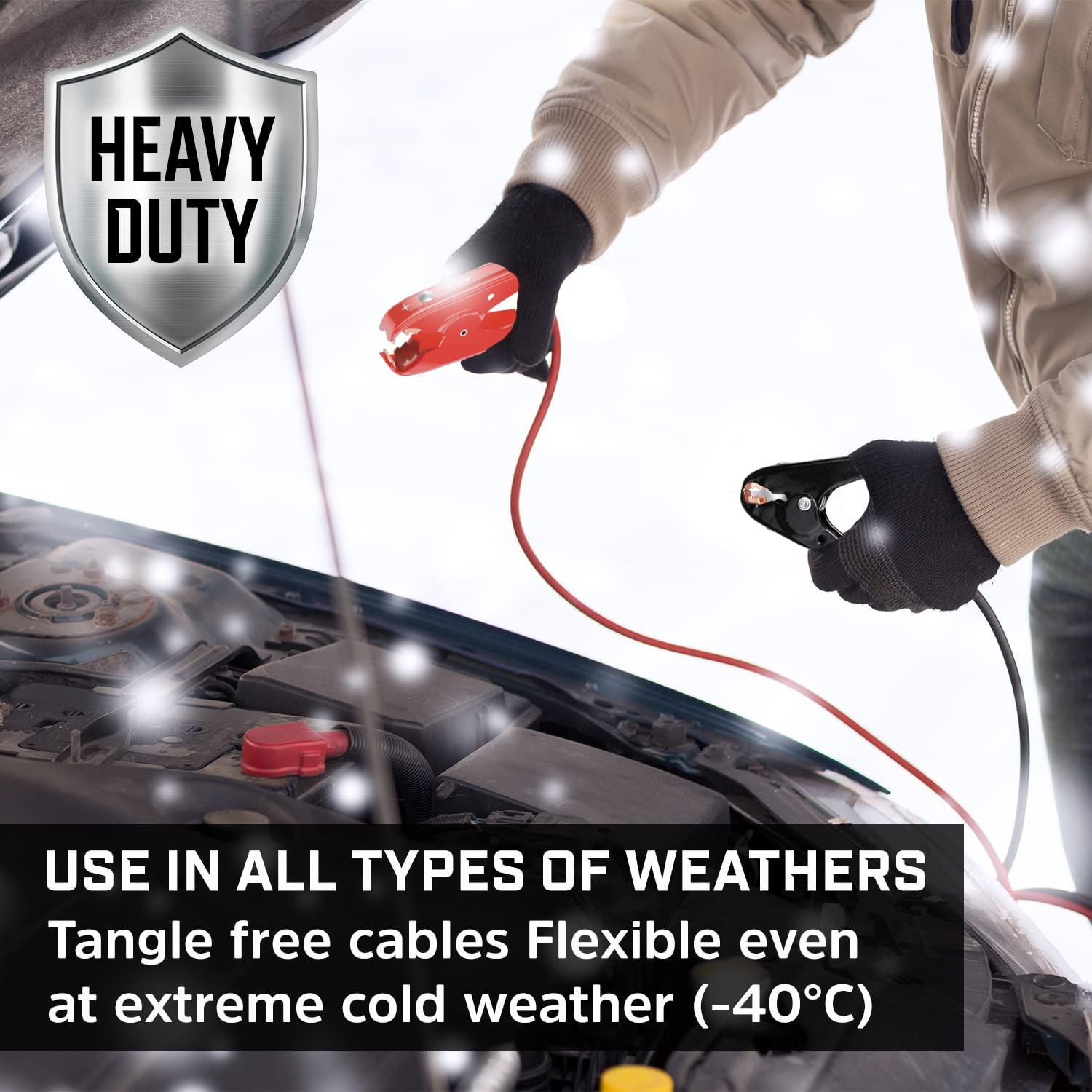 Energizer Jumper Cables, 30 Feet, 1 Gauge, 800A, Booster Battery Cables With Permanent Installation Kit And Quick Connect Plug F