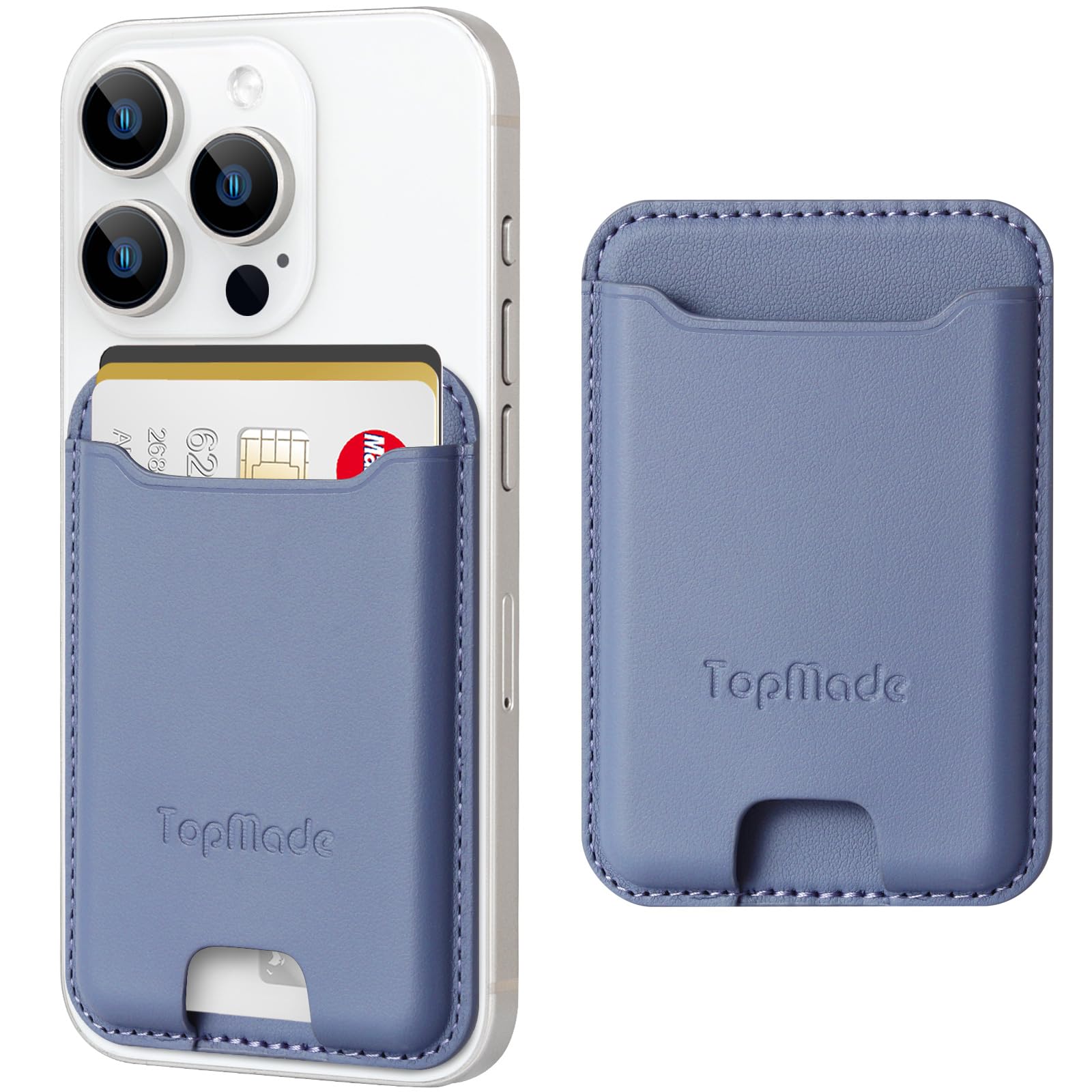 Topmade Phone Card Holder, Premium Leather Phone Wallet Stick On, Stronger 3M Adhesive Credit Card Holder For Back Of Phone Case