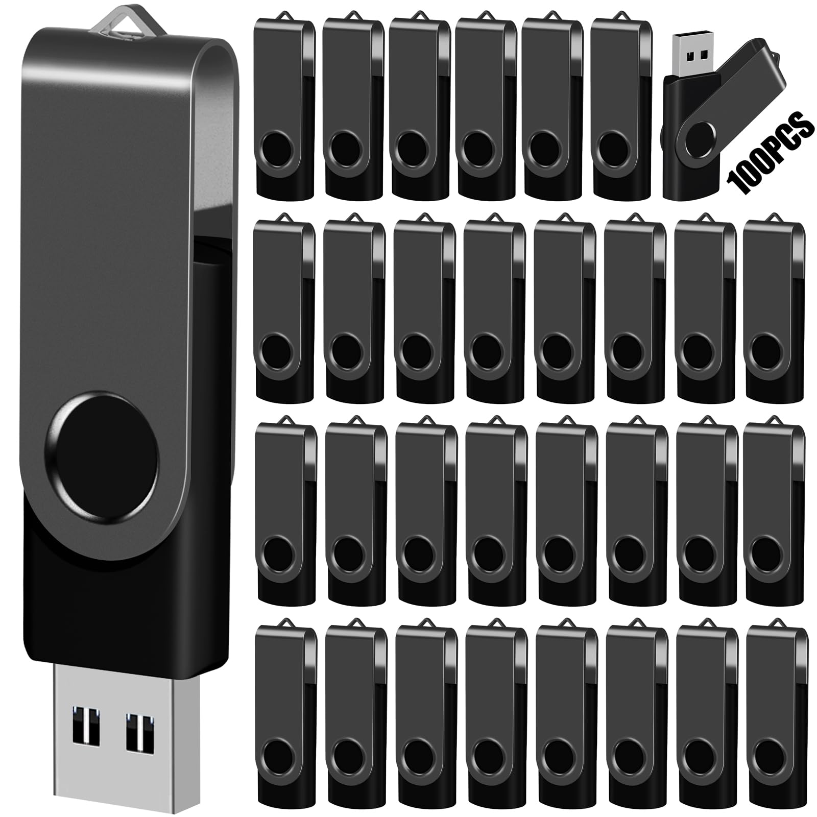 Eastbull 4Gb Usb Flash Drive Bulk Thumb Drives 100 Pack With Lanyards Usb 2.0 Jump Drive 4Gb Memory Sticks Zip Drive Pen Drive For Storage And Backup Black 100Pcs 4Gb