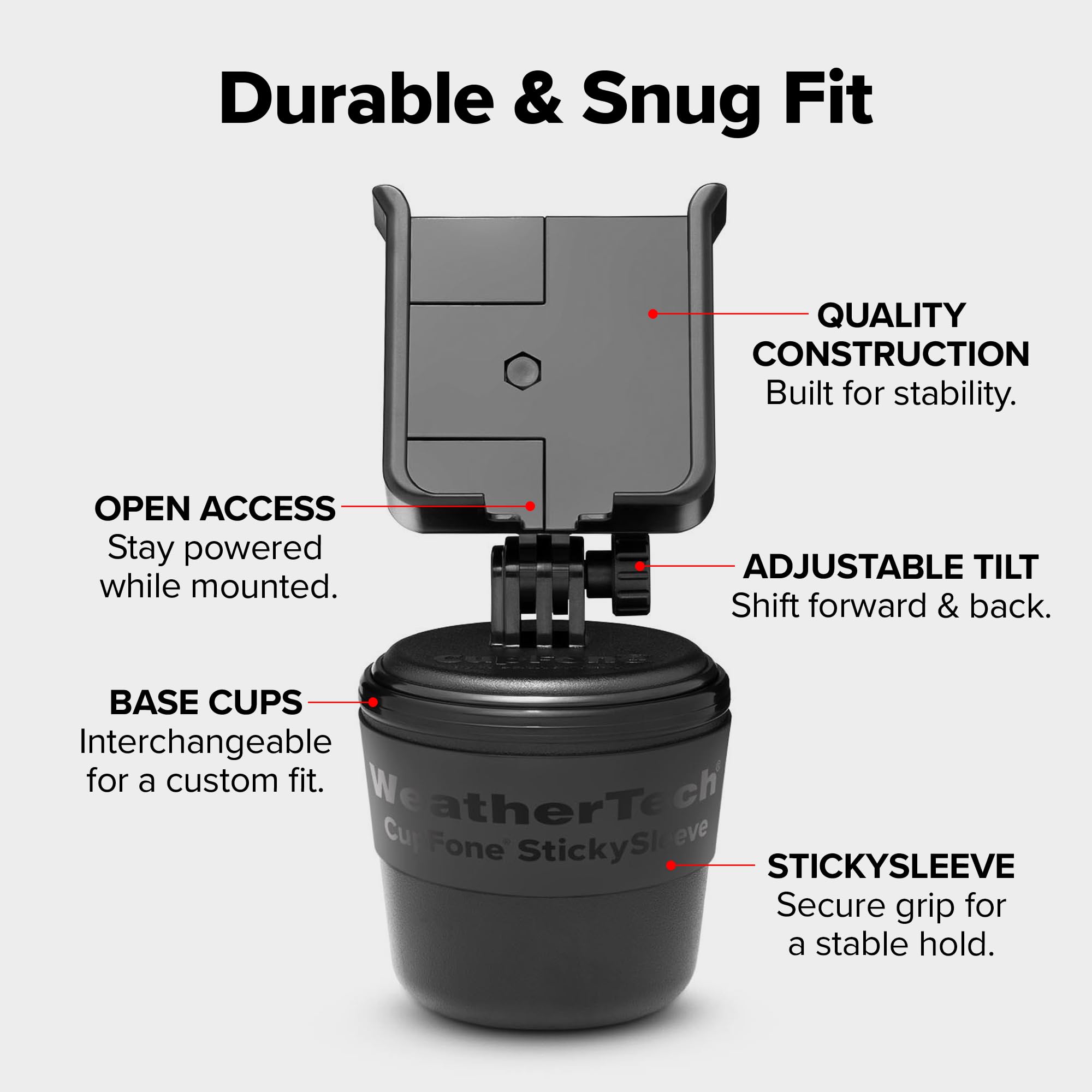 Weathertech Cupfone, Universal Cup Holder Phone Mount For Cars - Adjustable & Secure Fit, Hands-Free Phone Holder With Open Acce
