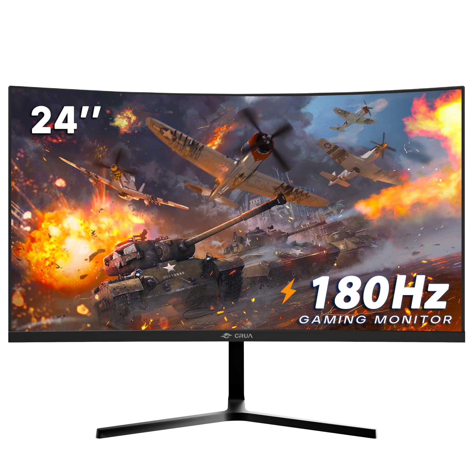 Crua 24 Inch 144Hz/180Hz Curved Gaming Monitor, Fhd 1080P Frameless Computer Monitors, Support Amd Freesync Low Motion Blur, Eye
