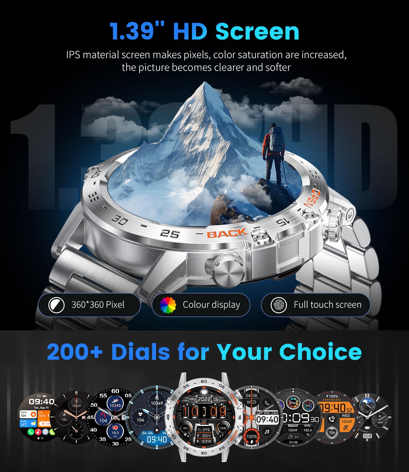 Foxbox Smart Watch For Men Answer/Make Call For Android Ios, 400Mah Military Smartwatch Blood Oxygen Sleep Monitor Step Counter,