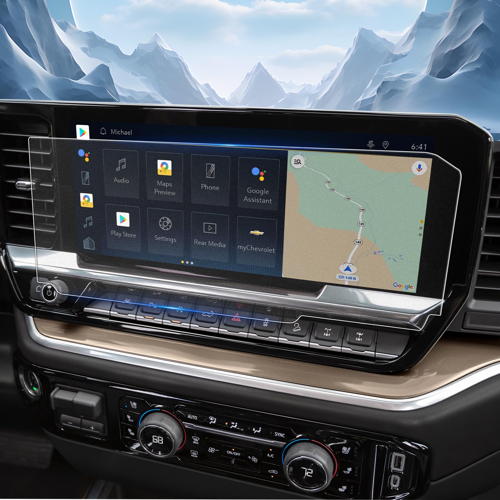 Yee Pin 2024 Silverado Screen Protector Matte For 2022 2023 2024 Chevy Silverado 1500 13.4' (Lt/Rst/Ltz/Zr2/Zr2 Bison/High Country/Lt Trail Boss) Screen Cover Anti Glare Tempered Glass 9H