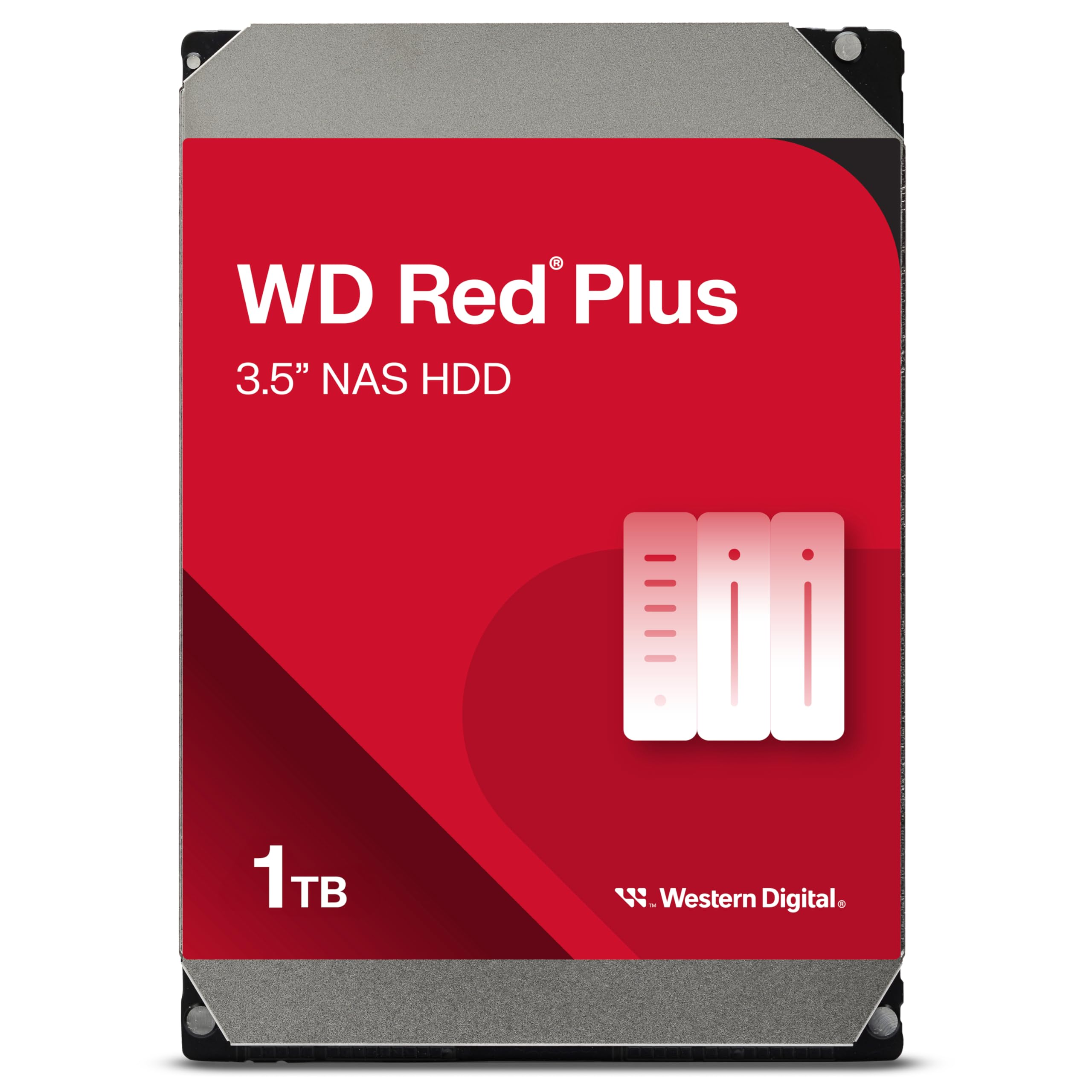Western Digital 1Tb Wd Red Plus Nas Internal Hard Drive Hdd   5400 Rpm, Sata 6 Gb/S, Cmr, 64 Mb Cache, 3.5''   Wd10Efrx