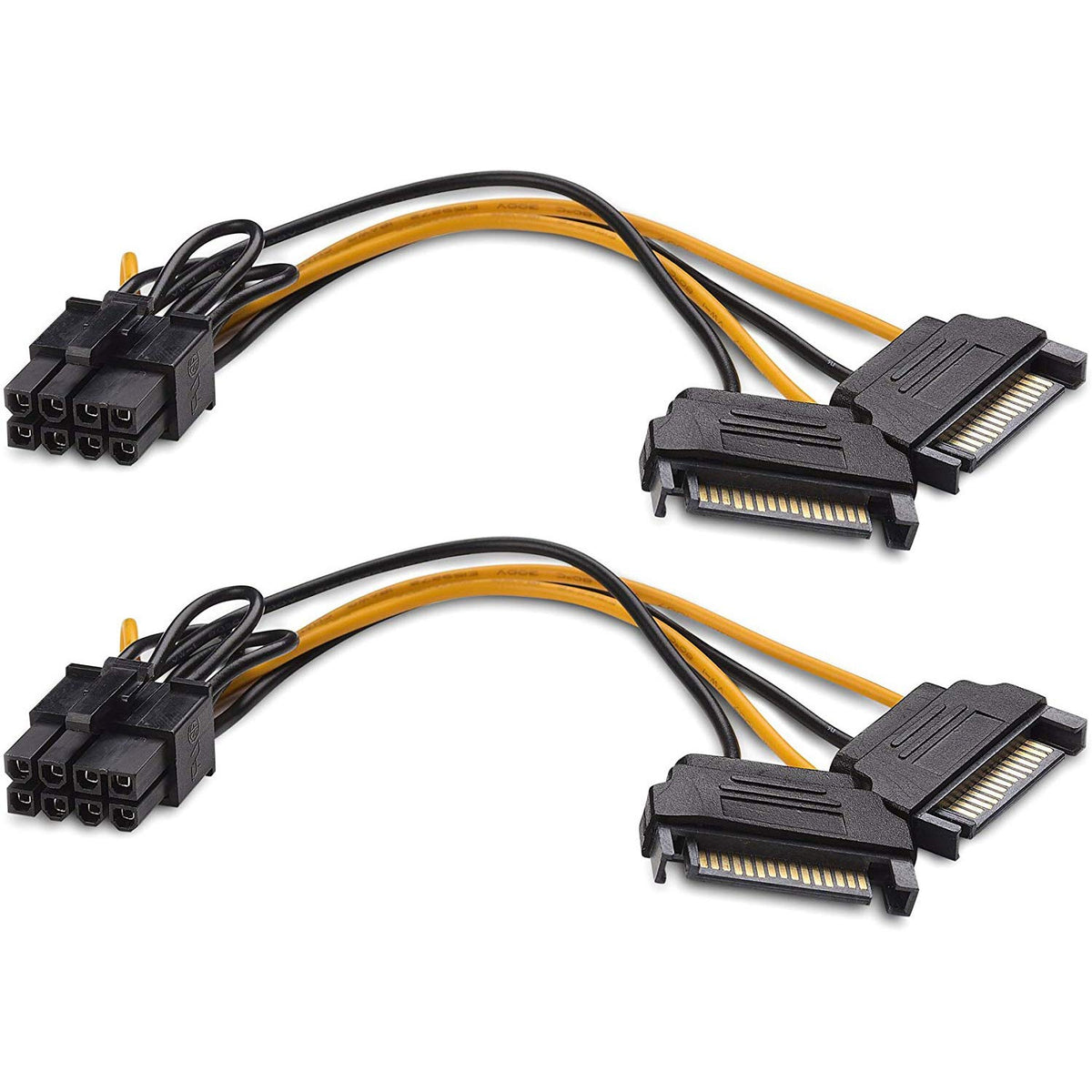 Ggzz 15 Pin Sata Male To 8 Pin (6+2 Pin) Pci Express Female Video Card Power Adapter Cable (2Pack/8Inch)