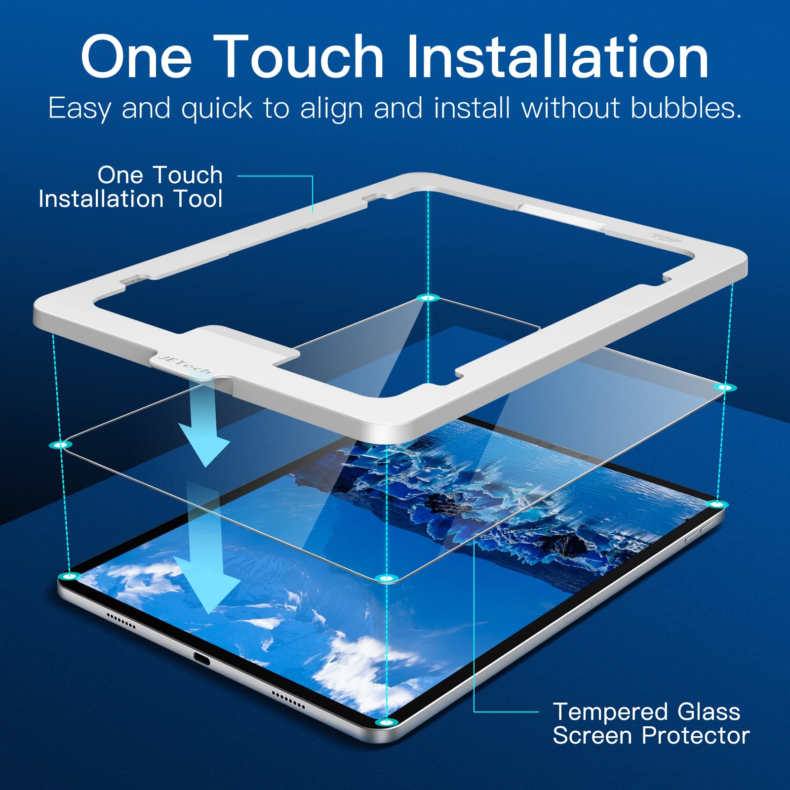 Jetech One Touch Install Screen Protector For Ipad Pro 11-Inch (2022/2021/2020/2018 Model) And Ipad Air 5/4 10.9-Inch, Tempered