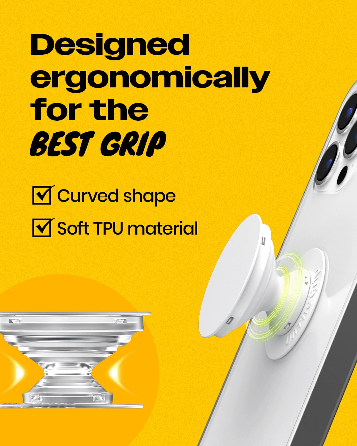 On The Grip Bling Bling Glitter Phone Grip & Stand - Elegant Magsafe Compatible Phone Holder For Secure Grip And Hands-Free View