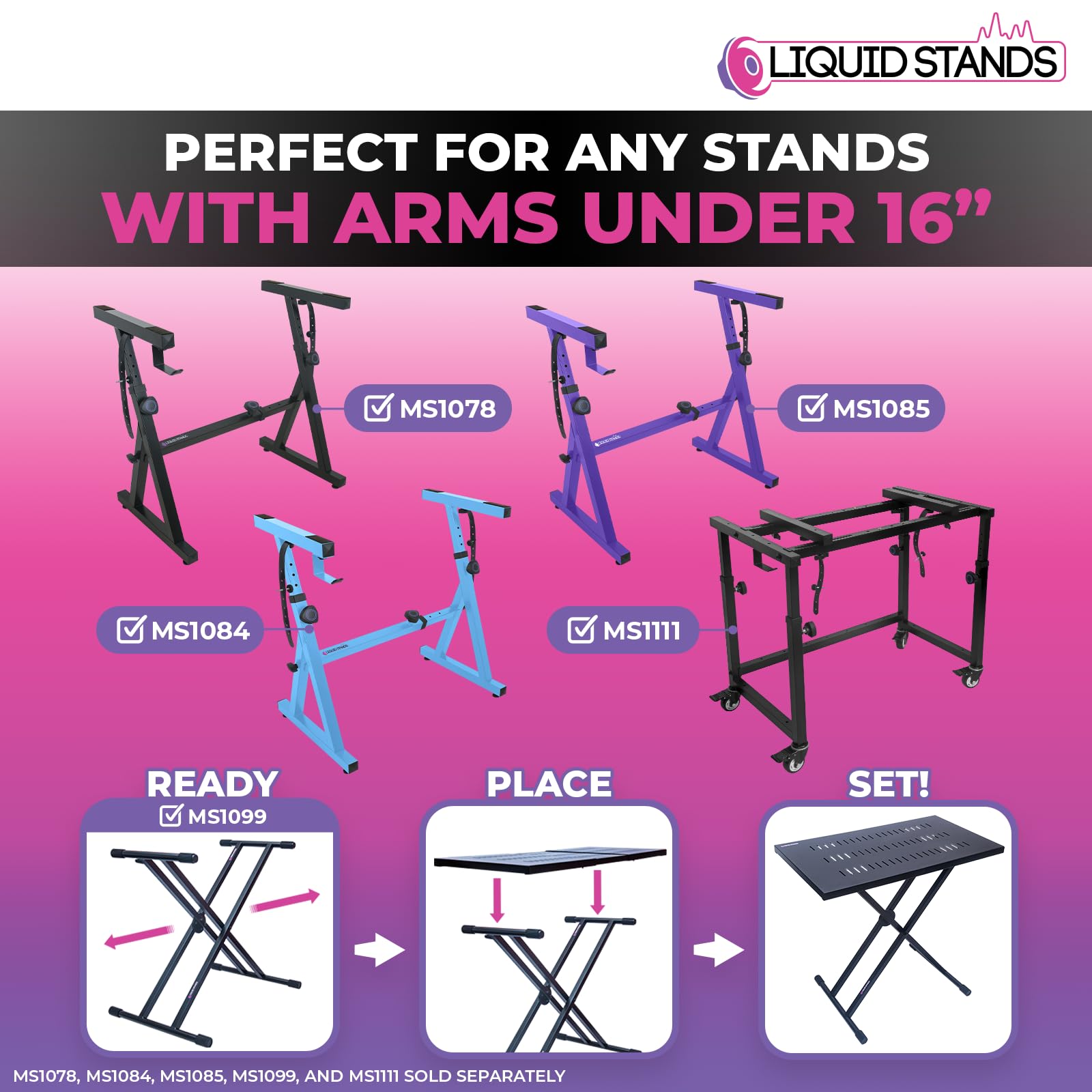 Liquid Stands Utility Table Top Only For X Style Keyboard Stands And Z Style Piano Stands - Portable Dj Table Stand, Dj Mixer St