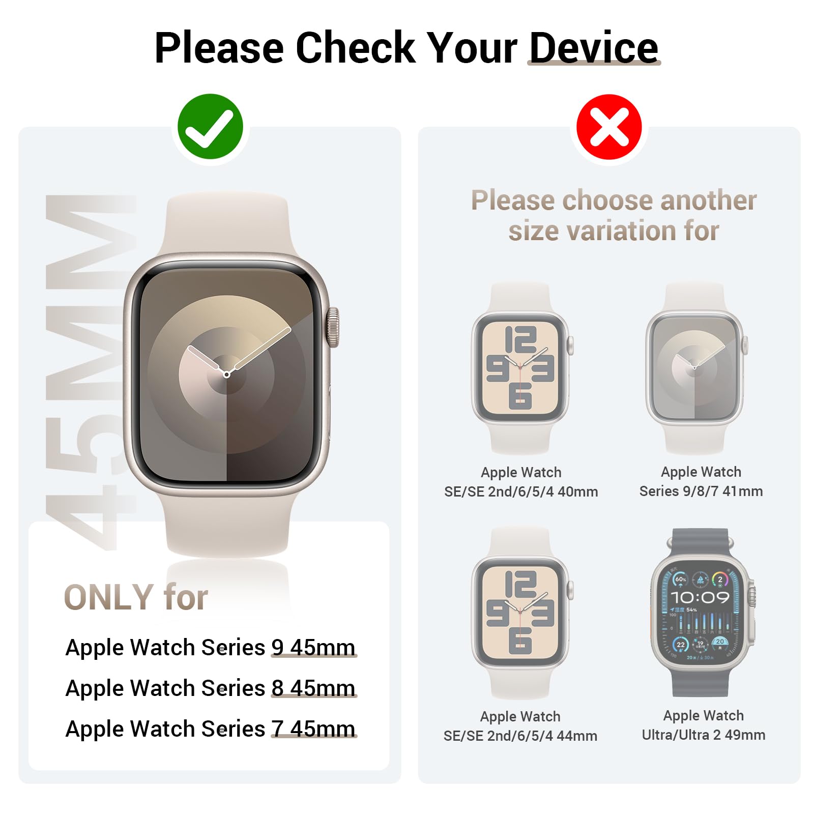 Tensea [3Pack For Apple Watch Screen Protector Case Series 9 8 7 45Mm Accessories, Iwatch Hard Pc Diamond Bumper Case Built-In T