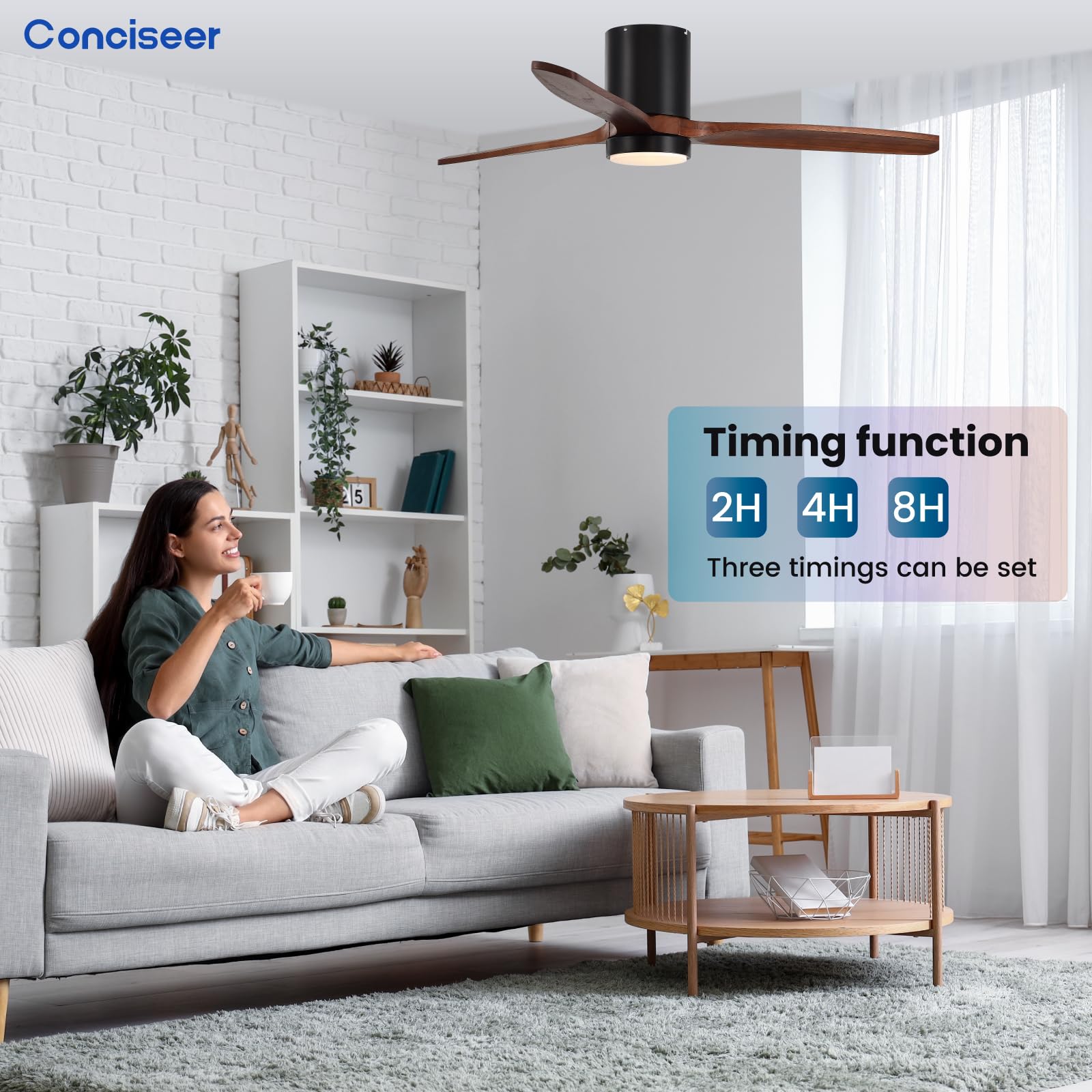 Solid Wood Ceiling Fans With Lights, 52 Inch Ceiling Fan With Light And Remote For Bedroom Living Room Kitchen Home Office, 3Cct