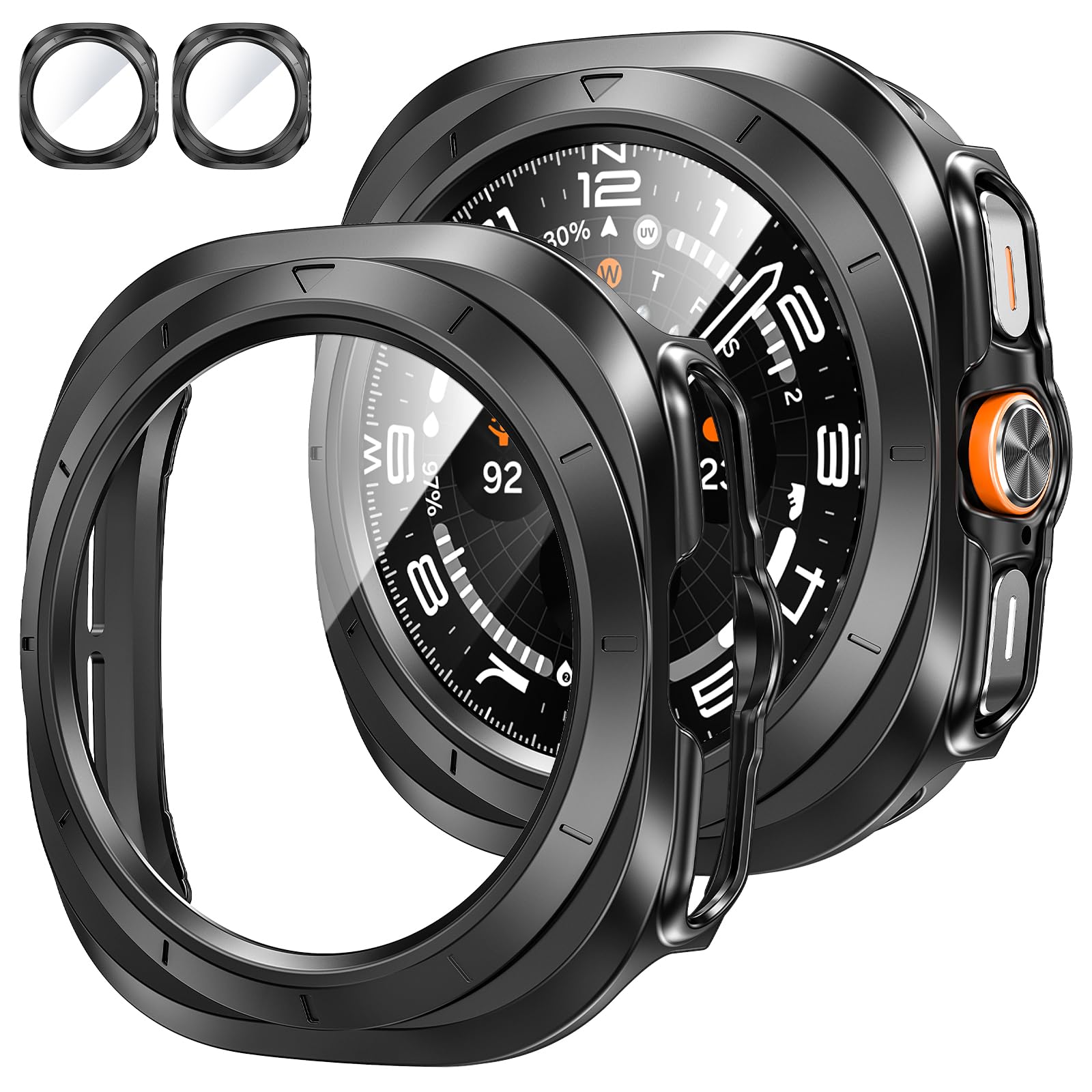 Tensea [2Pack For Samsung Galaxy Watch 7 Ultra 2024 Screen Protector Case 47Mm Accessories, Protective Face Cover For 47 Mm, Har