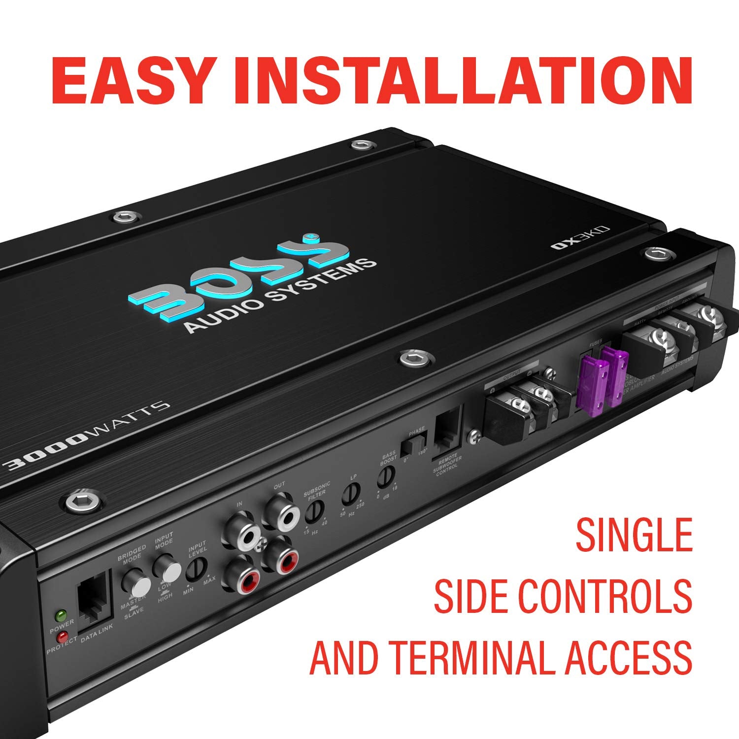 Boss Audio Ox3Kd Class D Car Amplifier   3000 Watts, 1 Ohm Stable, Digital, Monoblock, Mosfet Power Supply