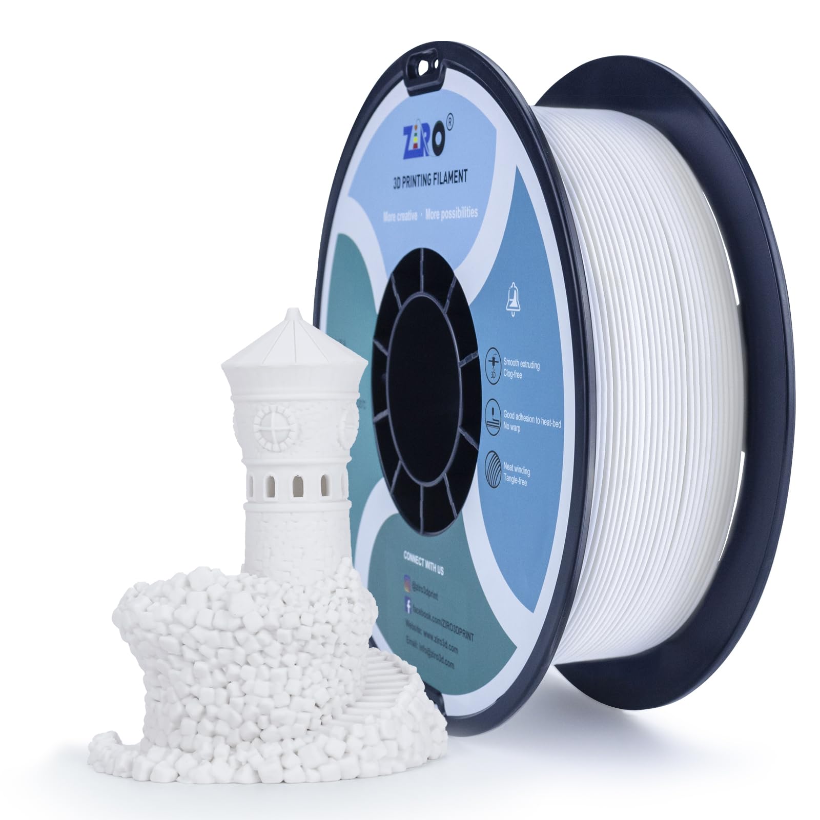 Ziro Matte Pla Filament 175Mm,1Kg 3D Printer Filament,High Toughness Pla,Dimensional Accuracy +  003Mm,Matte Pla White
