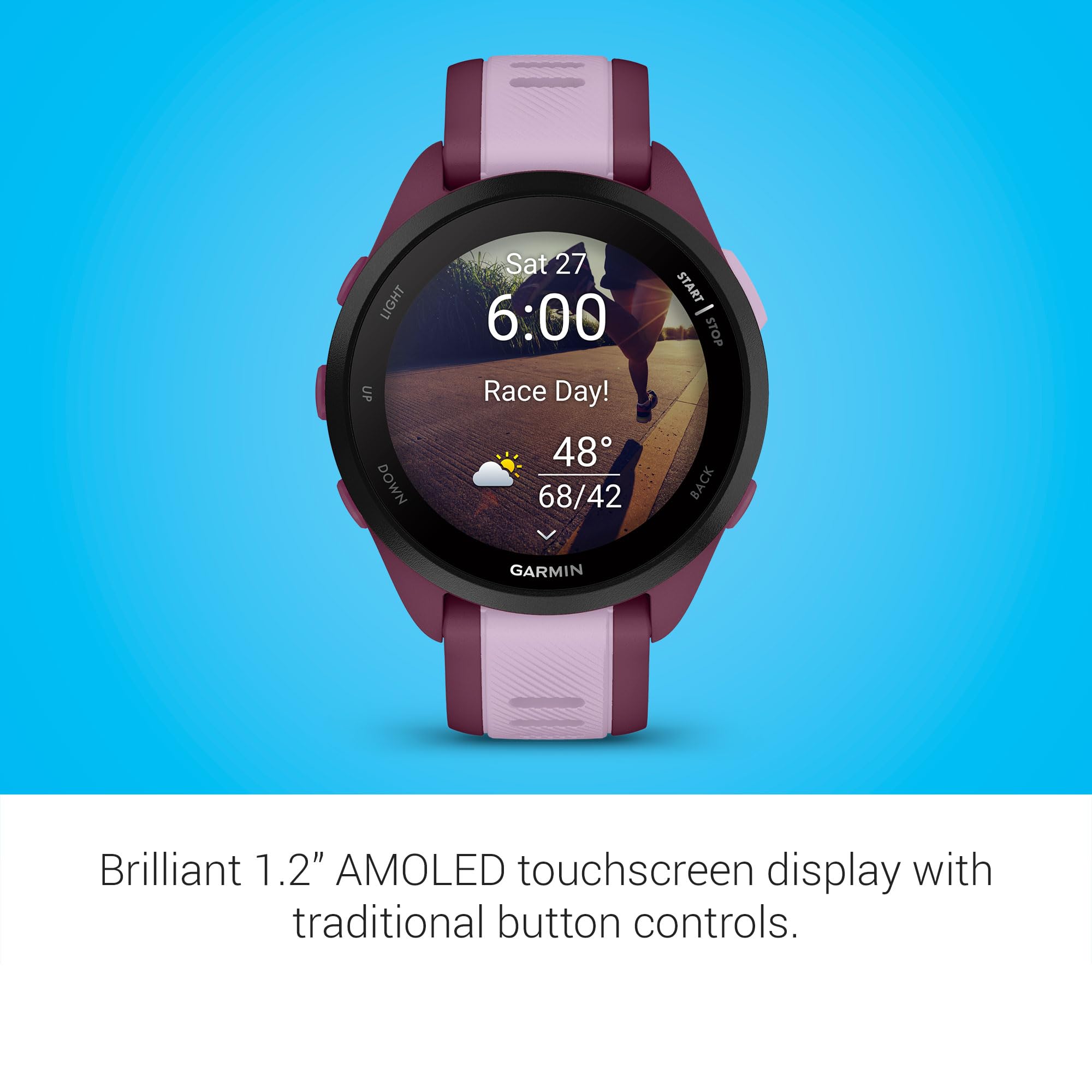 Garmin Forerunner 165 Music, Running Smartwatch, Colorful Amoled Display, Training Metrics And Recovery Insights, Music On Your