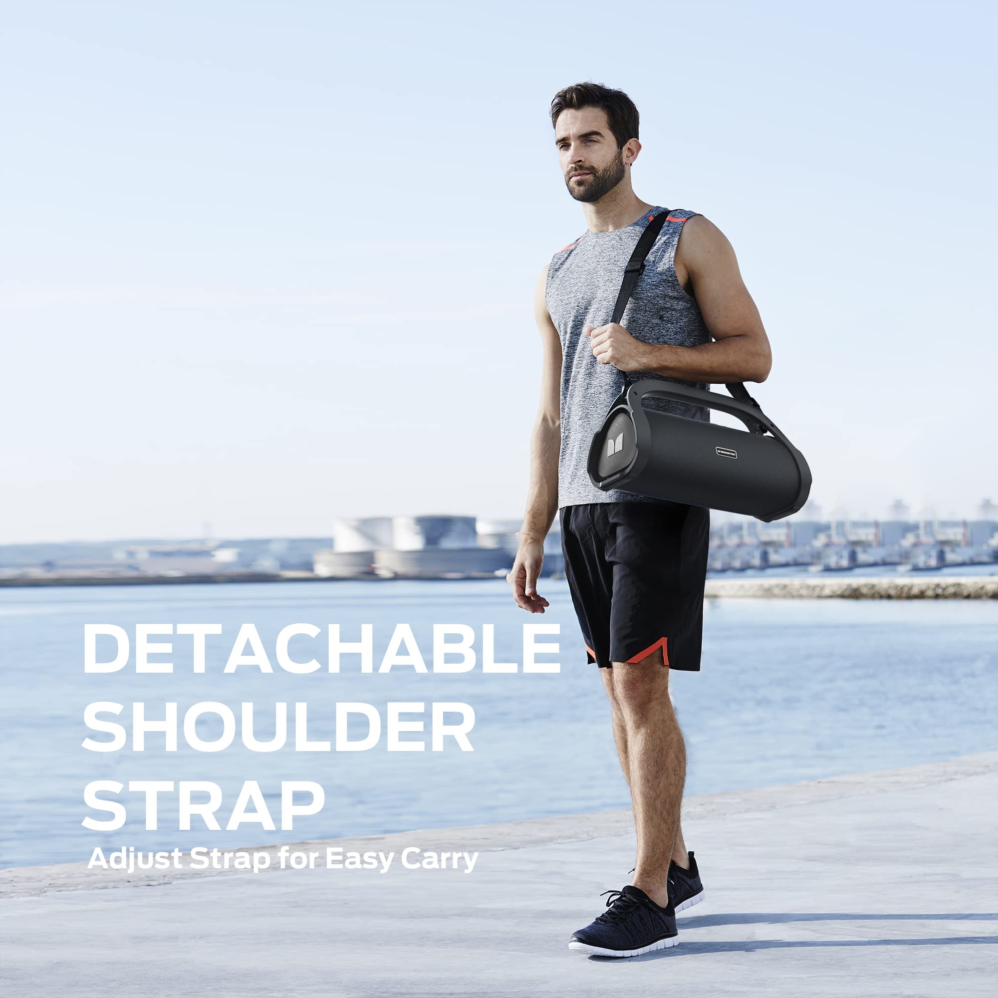 Monster Adventurer Max Bluetooth Speaker, Ipx7 Waterproof Portable Speaker With Double Subwoofer, 100W Stereo Sound And Rich Bas