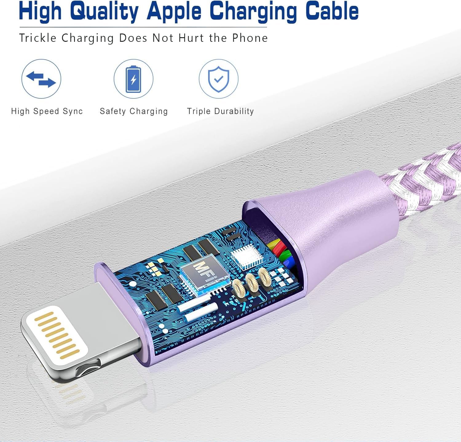[Apple Mfi Certified] Short Iphone Charger 1Ft 3Pack,Usb A To Lightning Cord Nylon Braided 12 Inch Fast Charging Iphone Cable Co