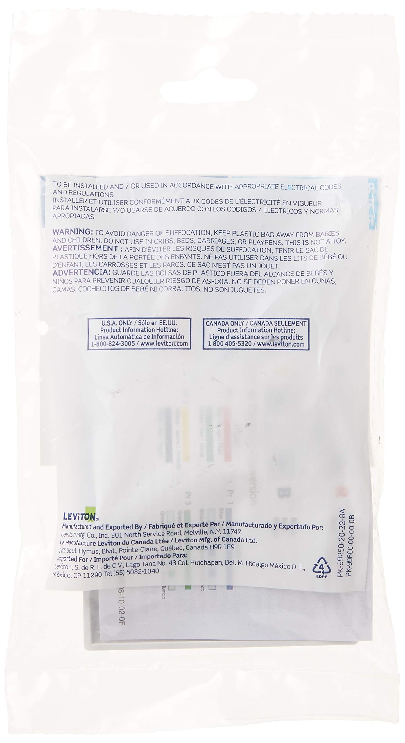 Leviton 40249 W Standard Telephone Wall Jack, 6P4C, Screw Terminals, White