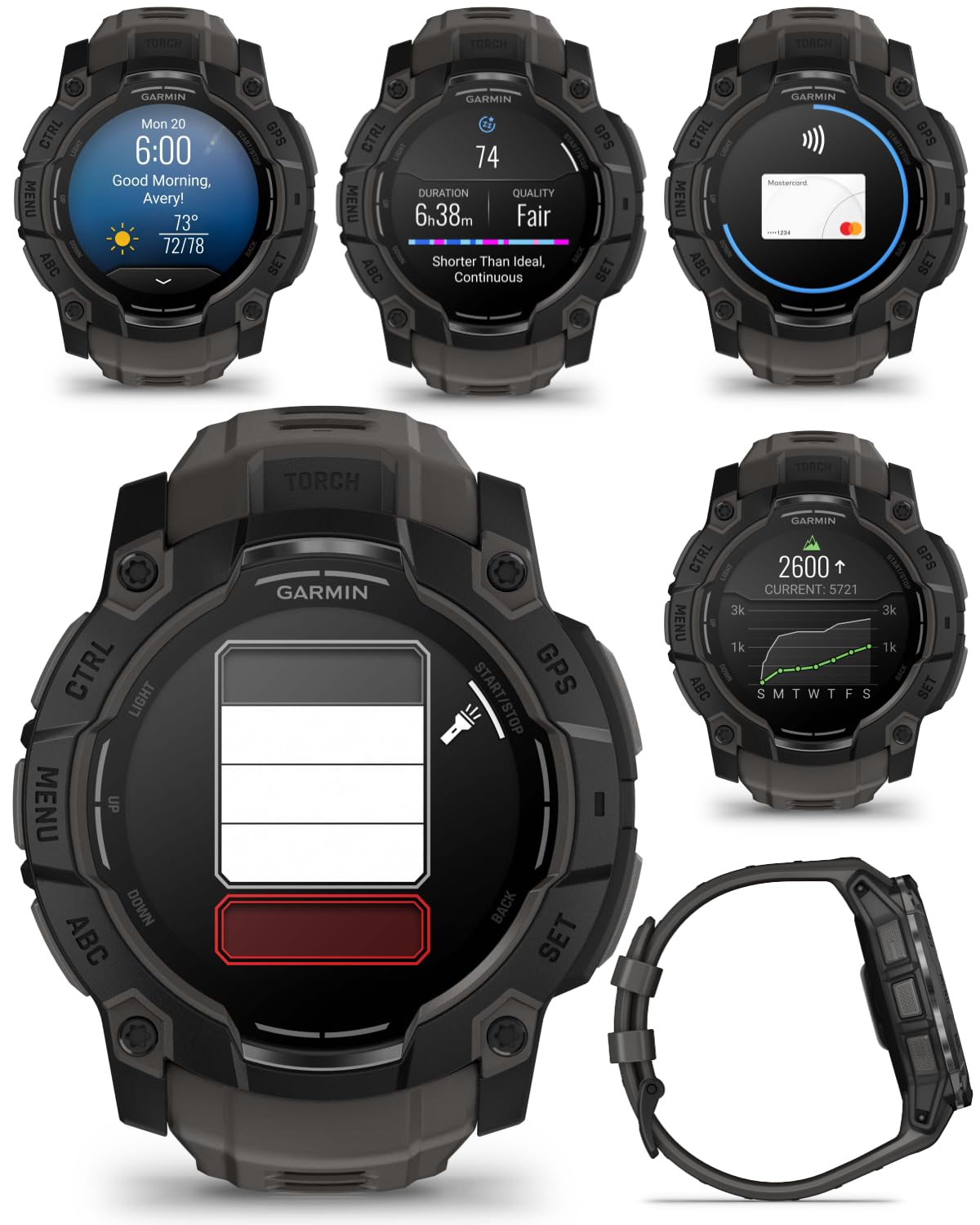Wearable4U Garmin Instinct 3 50 Mm, Amoled Display, Rugged Outdoor Gps Smartwatch, Metal Reinforced Bezel, Built In Flashlight,