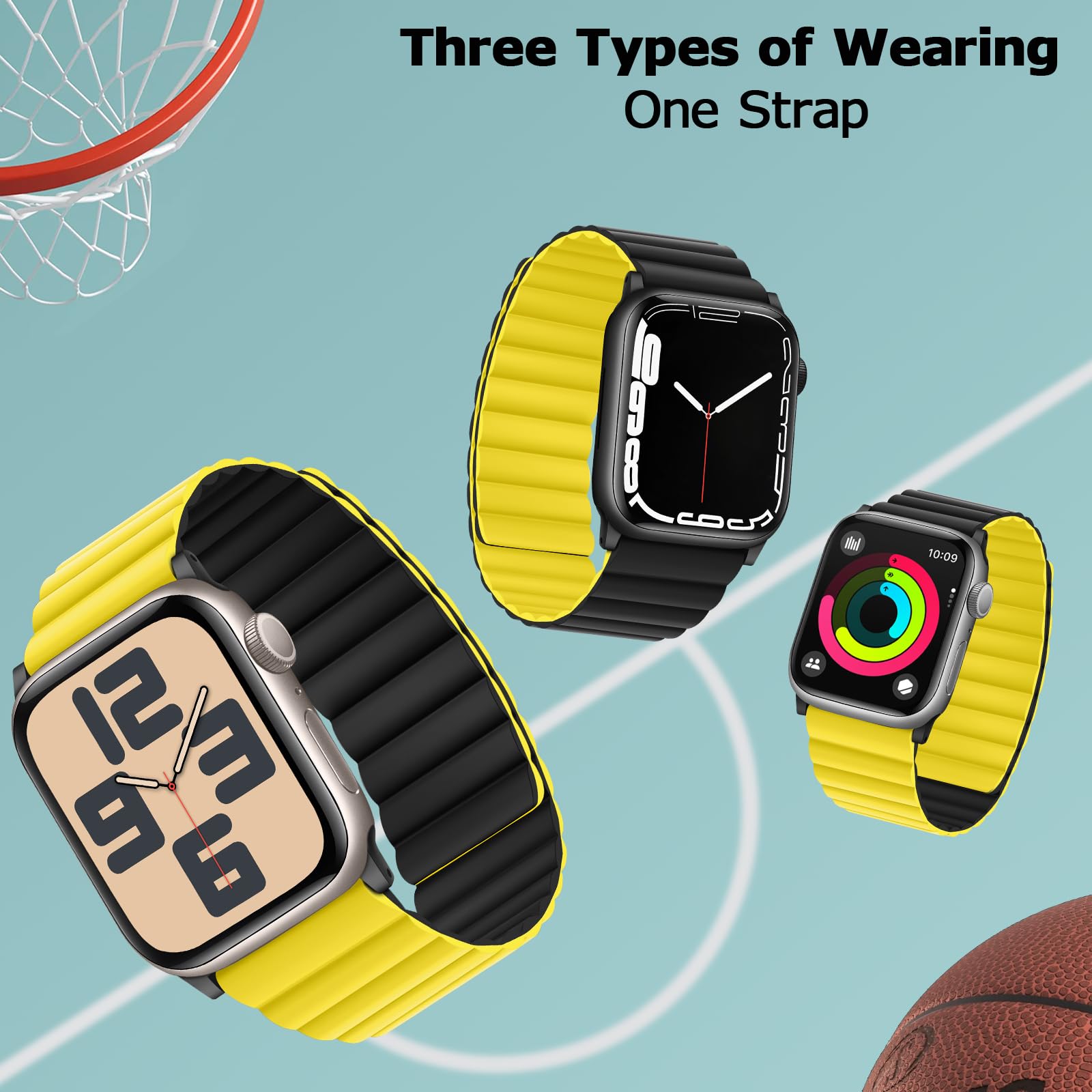 Tasikar Silicone Magnetic Bands Compatible With Apple Watch Band 42Mm(Series 10) 41Mm 40Mm 38Mm, Adjustable Strap With Strong Ma