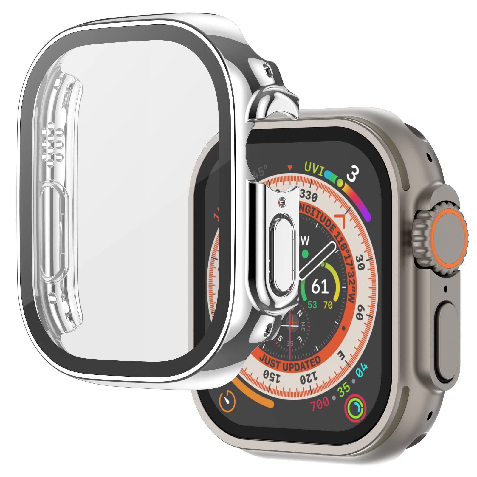 Case Compatible with Apple Watch Ultra 49mm with Built-in Tempered Glass Screen Protector, All-Around Ultra-Thin Bumper Full Cov