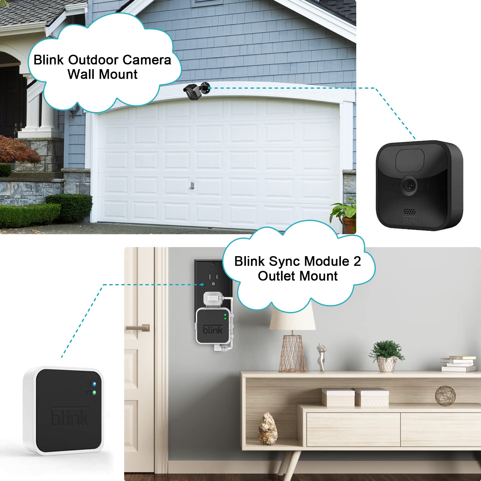 Sonomo Blink Outdoor Camera Wall Mounts (3Rd Gen) 3Pcs, Weatherproof Protective Cover With Blink Sync Module 2 Outlet Mount For Blink Outdoor Indoor Security System Accessories (Outdoor Black)