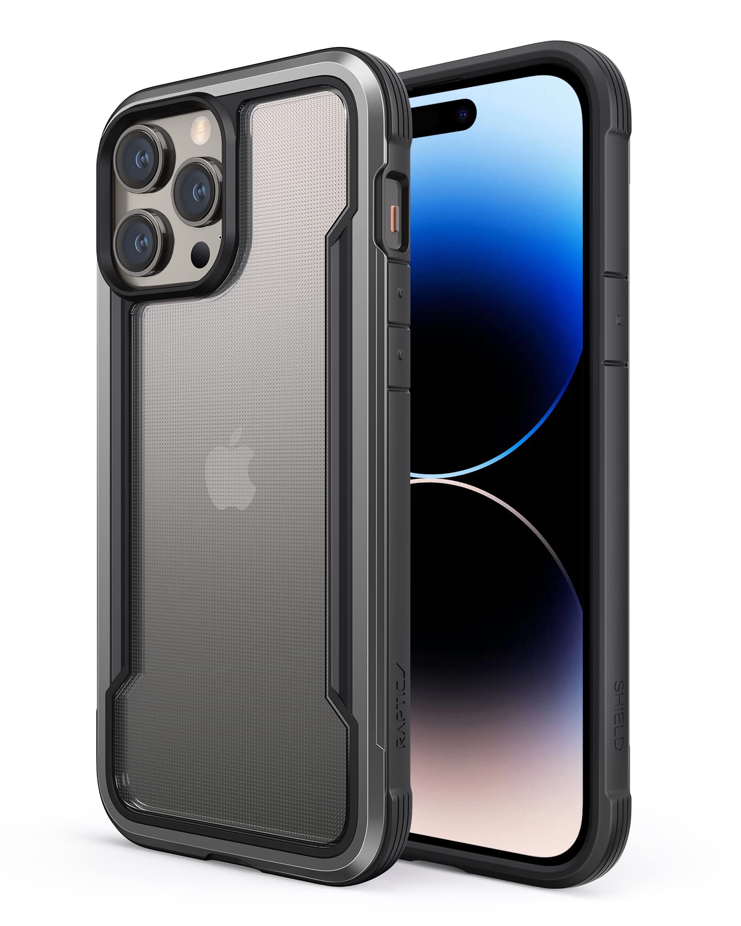 Raptic Shield For Iphone 14 Pro Max Case, Shockproof Protective Clear Case, Military Grade 10Ft Drop Tested, Durable Aluminum Fr