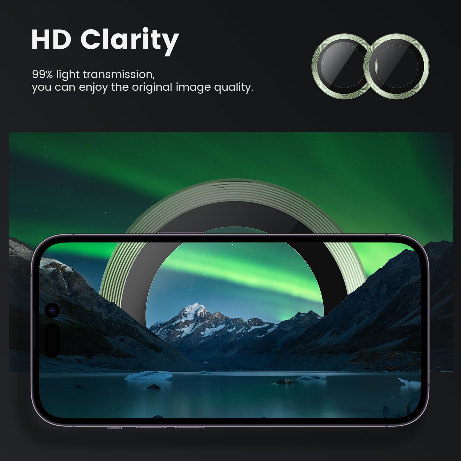 Tensea For Iphone 15 / Iphone 15 Plus Camera Lens Protector, 9H Tempered Glass Camera Cover Screen Protector, Hd Clear, Metal In