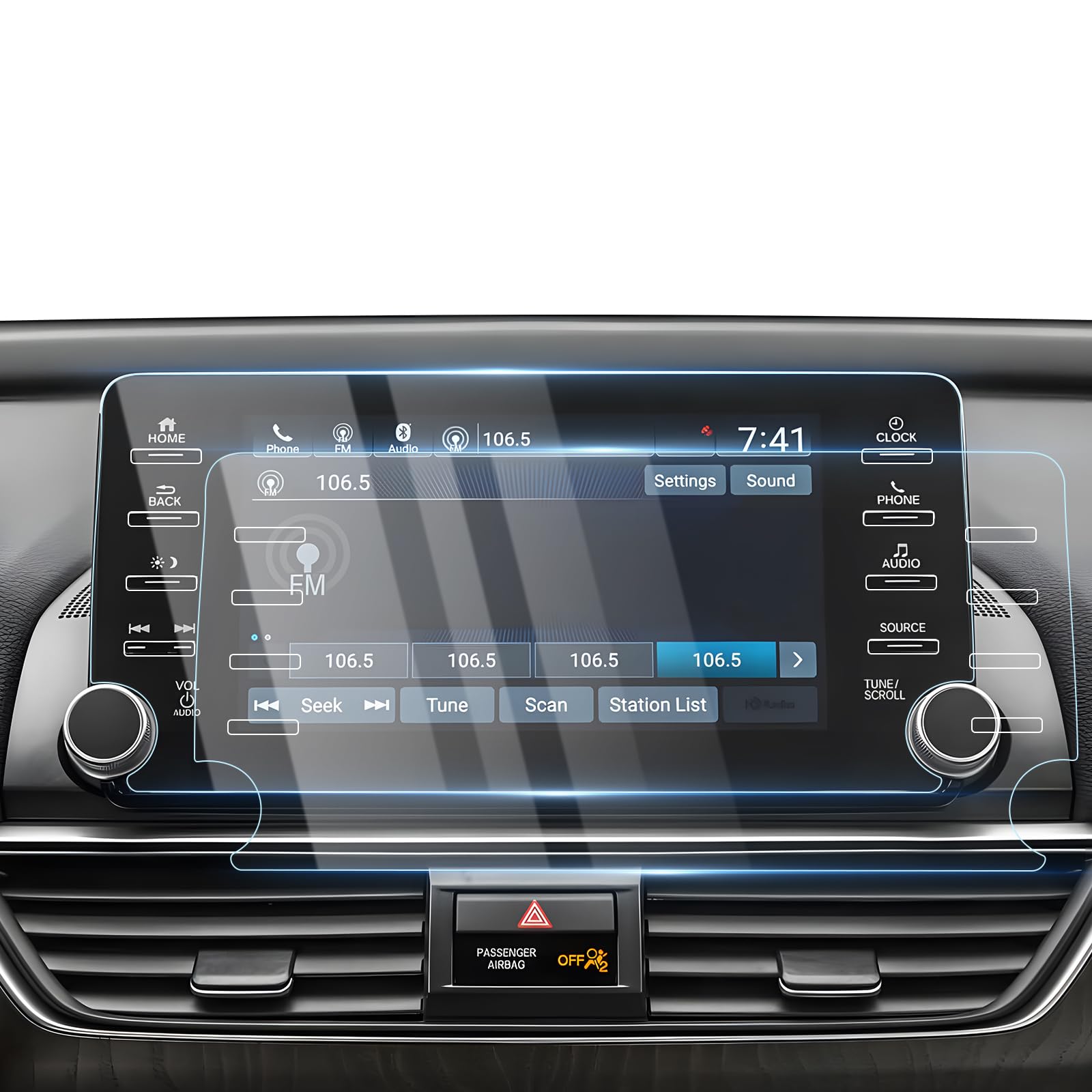 Karltys 2 Pack 8 Inch Screen Protector For Honda Accord Ex Ex L Sport Touring 2018 2022, Accord Touchscreen Tempered Glass Ultra Clear Car Radio Screen Cover Anti Glare (8 Button Holes)