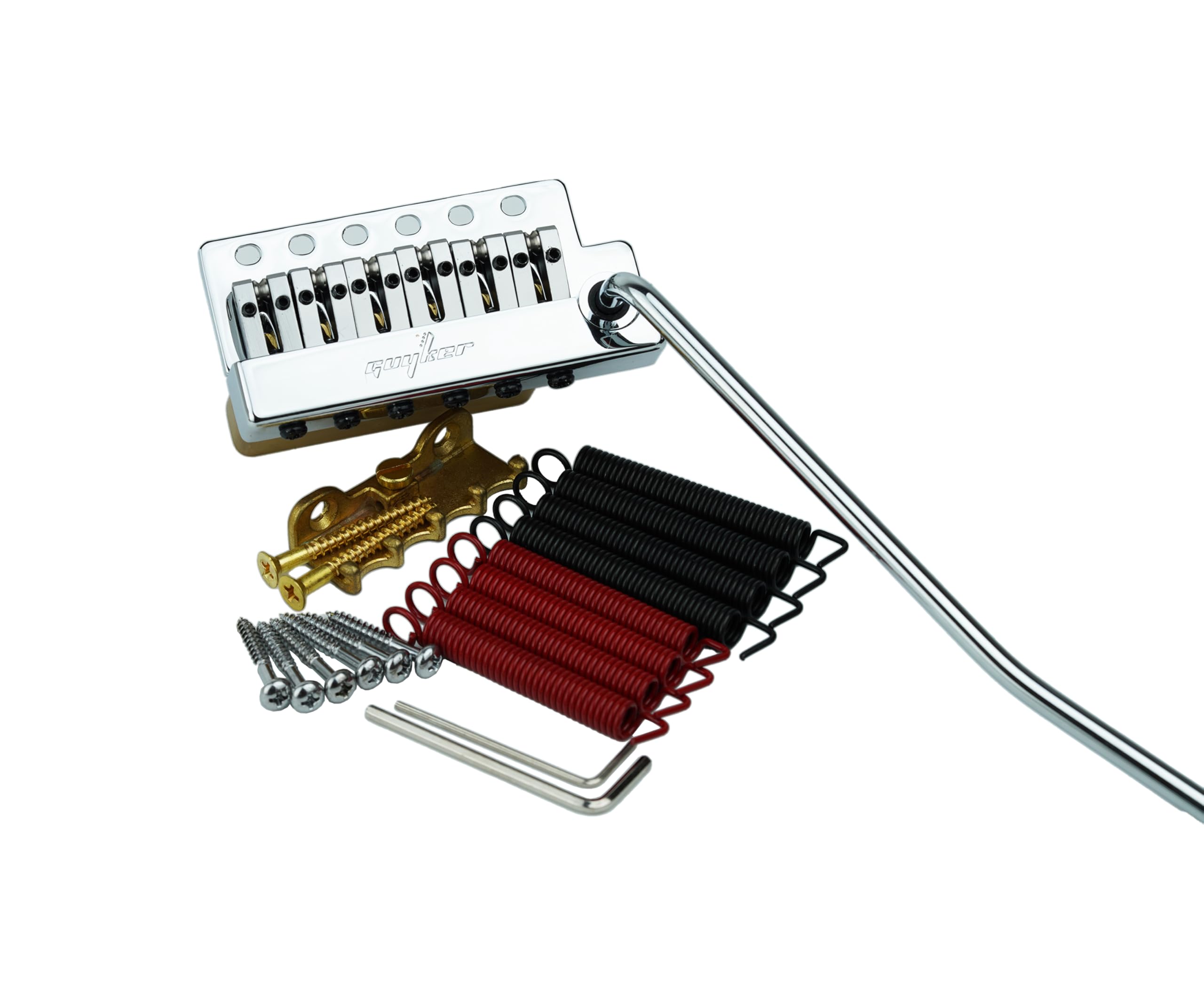 Guyker Guitar Tremolo Bridge String Spacing 10.8MM with Brass Roller Saddle and Brass Block & Spring and Claw, Pop-In Vibrato Ba