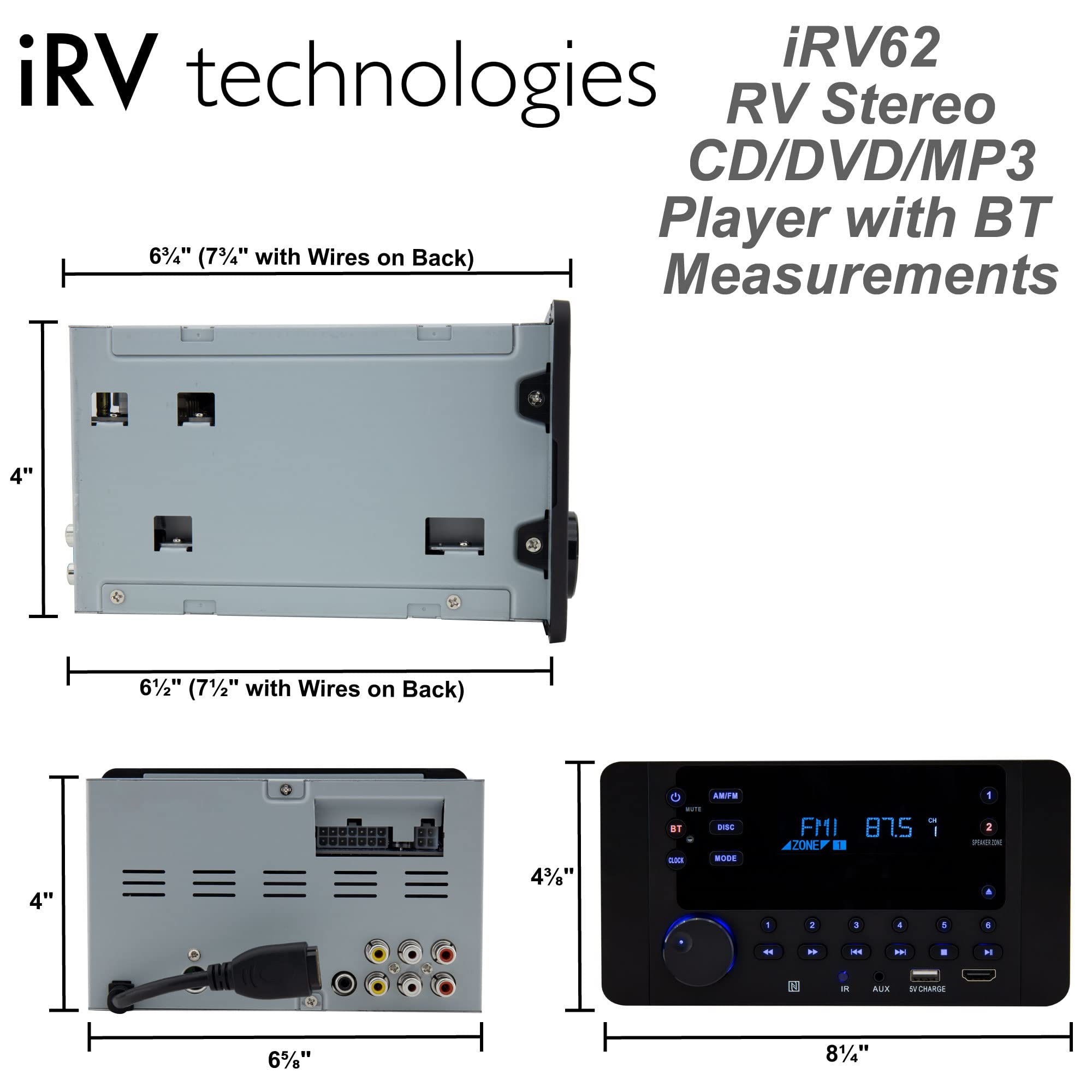Car Stereo With Bluetooth,Irv Technology Irv62 Wireless Rv Radio,Supports Hdmi Arc,App,Digital Surround Sound,A&Fm,Dvd,Mp4,Cec,N