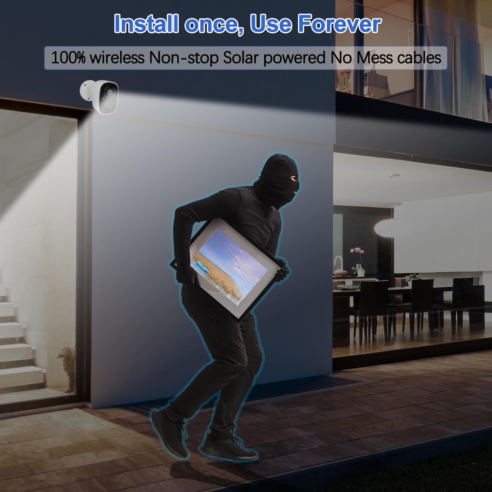 2K Solar Outdoor Camera For Home Security (2Pcs) Cmaii 2.4G Wifi Security Cameras 2K Hd Wireless Solar Cameras With Battery Powe