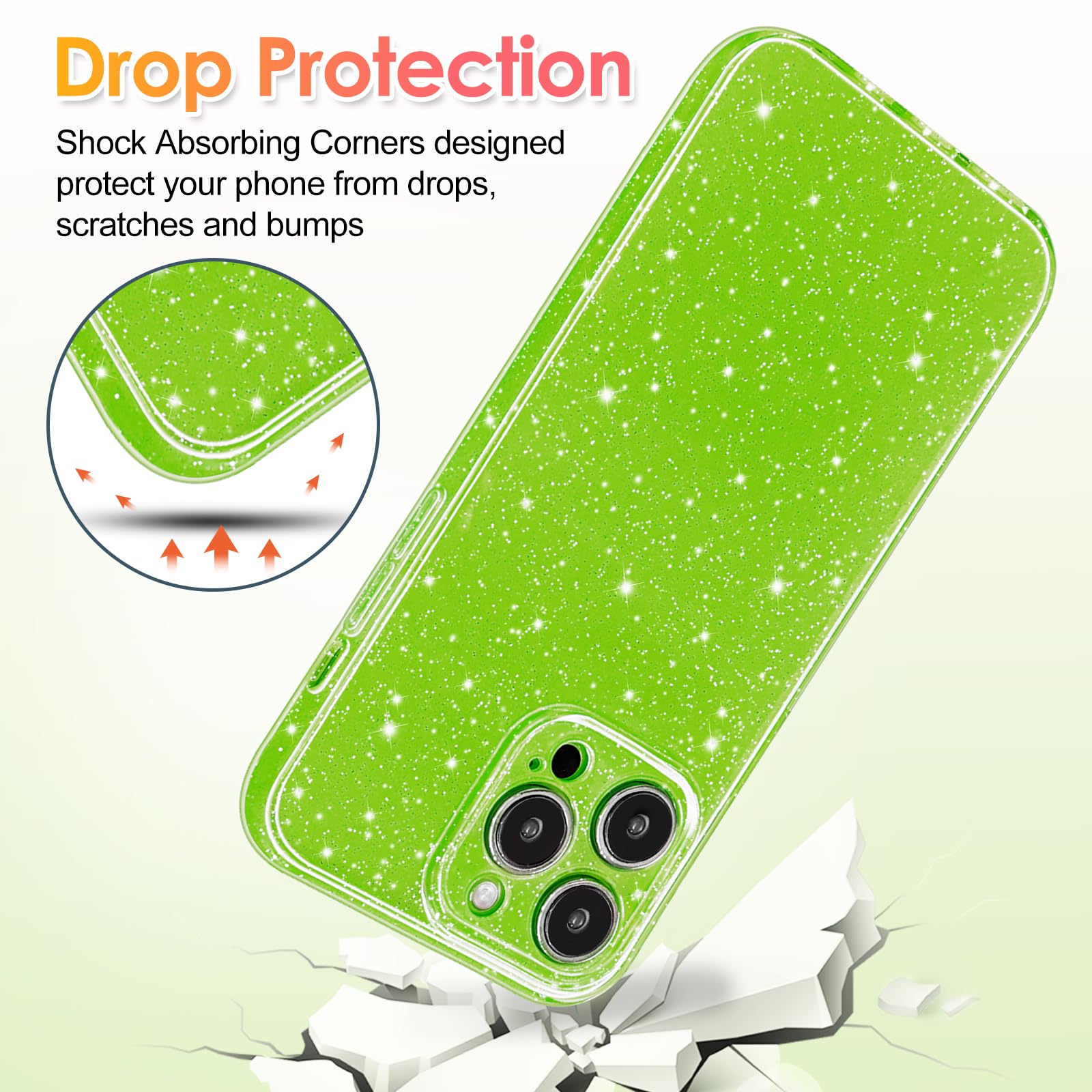 Hython Case For Iphone 14 Pro Case Glitter Cute Sparkly Shiny Bling Sparkle Phone Cases 6.1, Thin Slim Fit Soft Tpu Bumper Shock