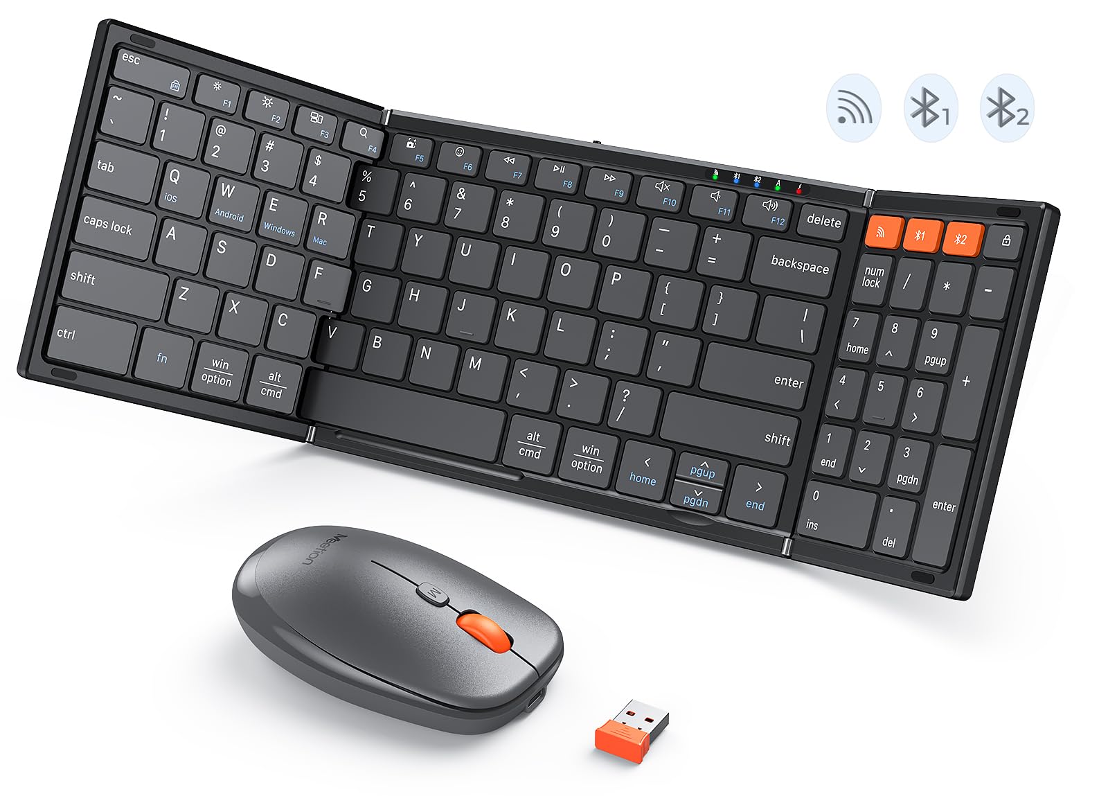 MEETION Foldable Keyboard and Mouse Combo, Bluetooth Portable Set