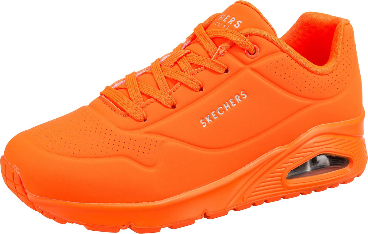 Skechers Womens Uno Night Shades Sneaker, Orange, 65