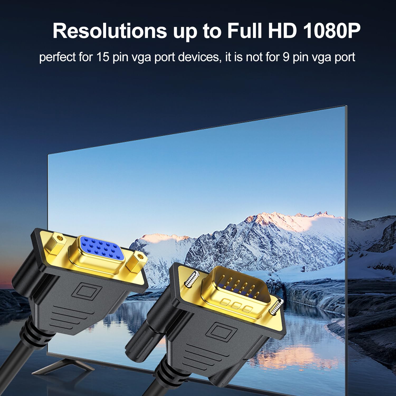 Uv-Cable Vga Extension Cable, Vga Cable Male To Female 6 Feet 15 Pin (Not 9 Pin), Svga Male To Female Hd15 Monitor Video Adapter