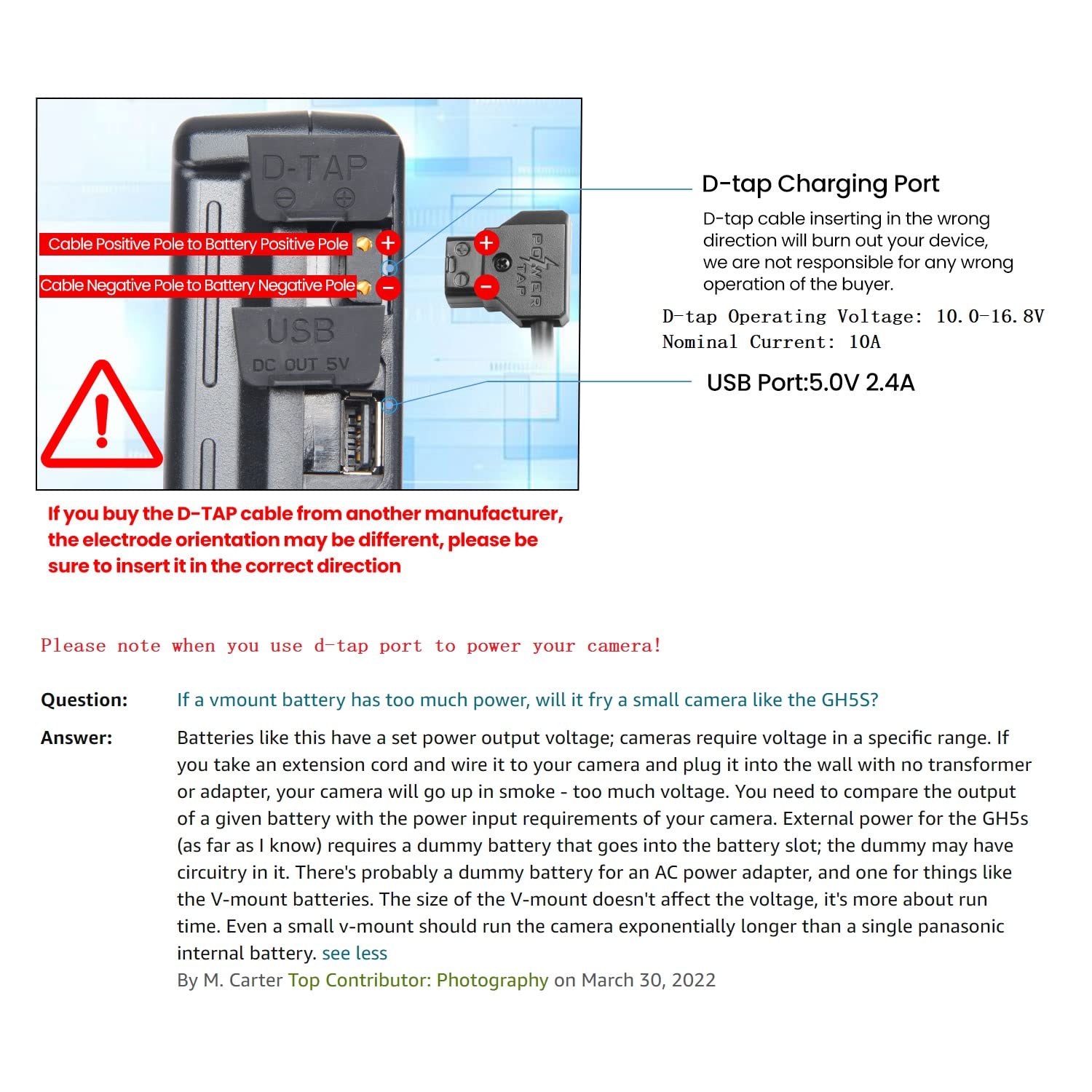 Reytric 95Wh(6600Mah) V Mount/V Lock Battery With D Tap Output Charger And D Tap Cable Compatible Video Camera Camcorder Broadca