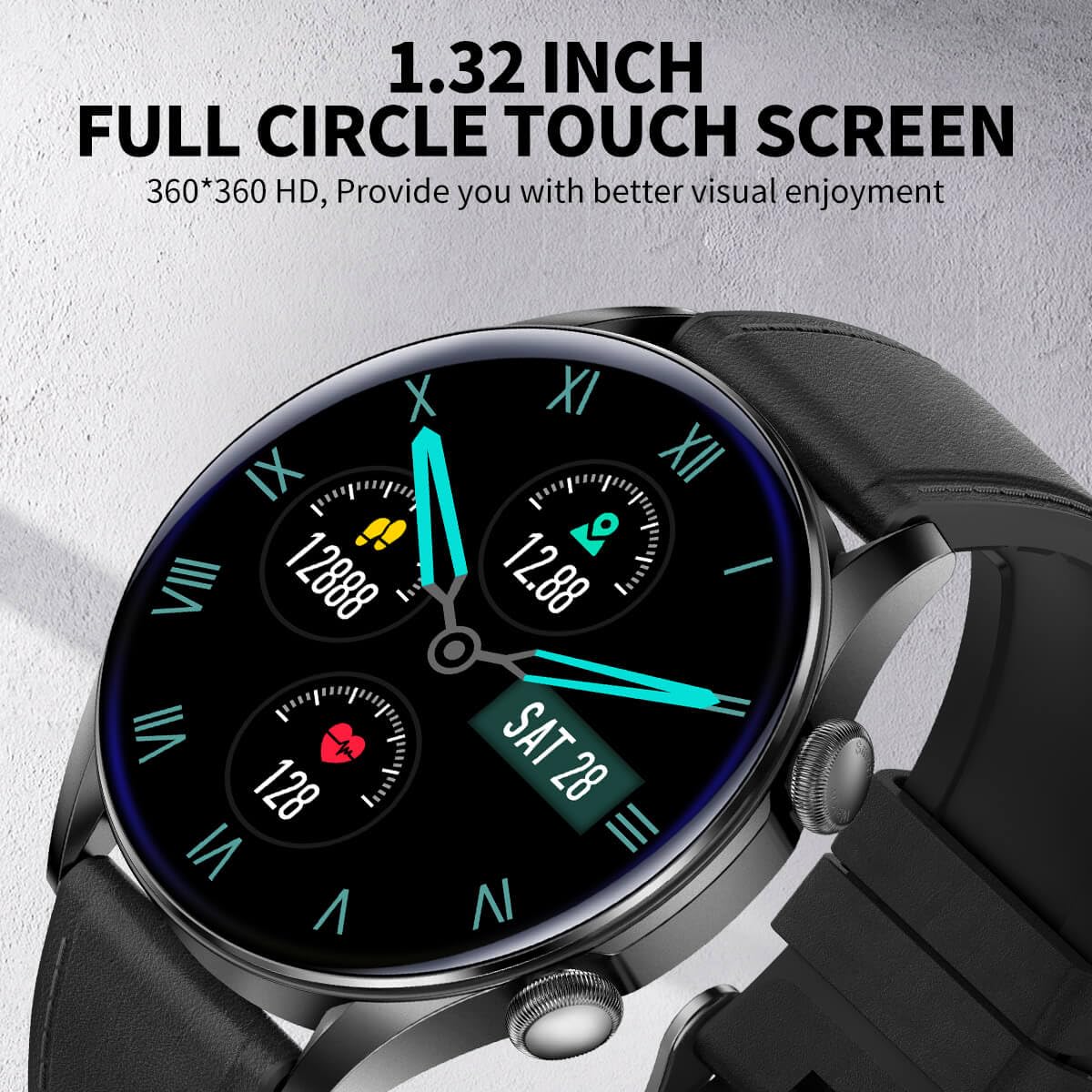 Booabei Smart Watch For Men Women,1.39 Round Smartwatch (Answer/Make Call), Blood Pressure/Heart Rate/Pedometer/Blood Oxygen/Sle