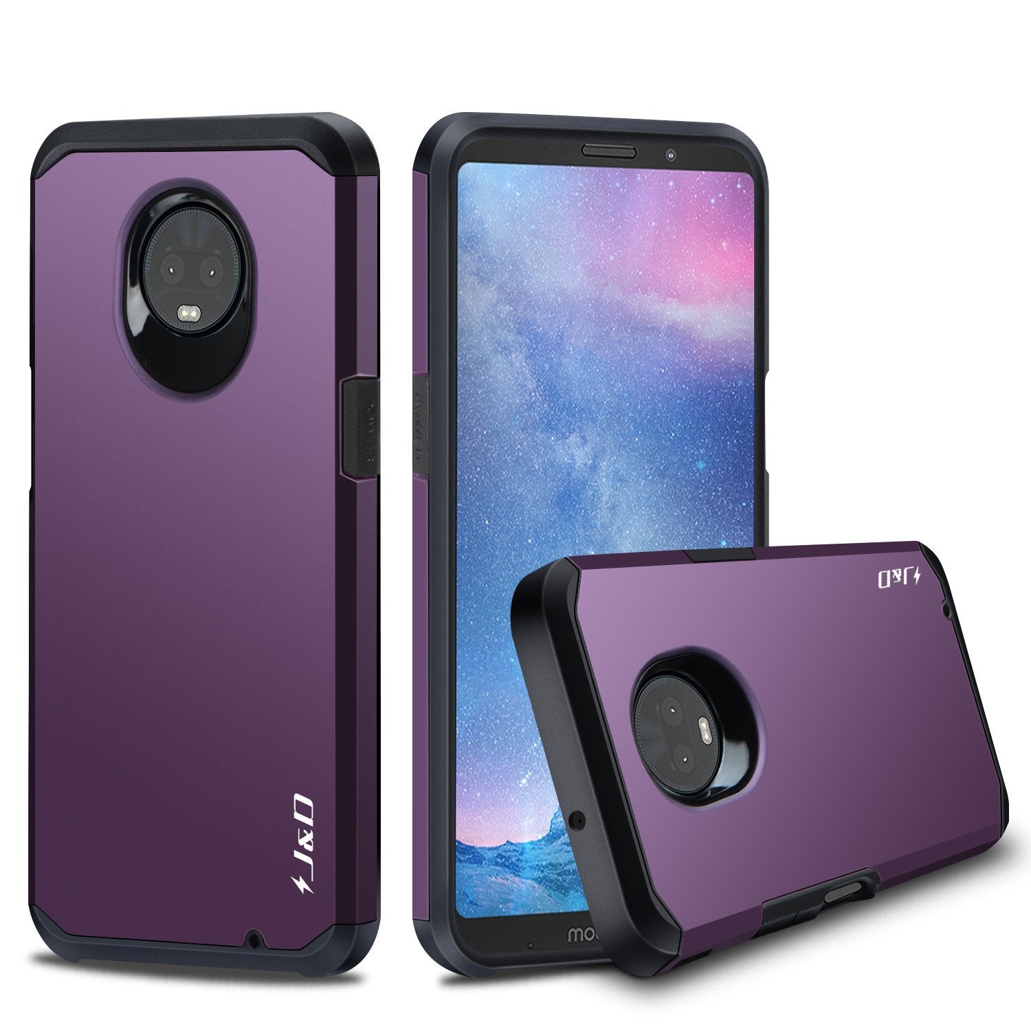 J&D Case Compatible for Moto Z3 Case, Moto Z3 Play Case, Heavy Duty Dual Layer Hybrid Shock Proof Protective Rugged Bumper Case 