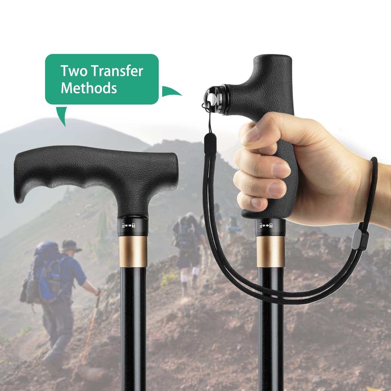 Monopod Handle Adapter Set Walking Stick Cane Handle With Monopod Waist Bag For Trekking Hiking Climbing Photography