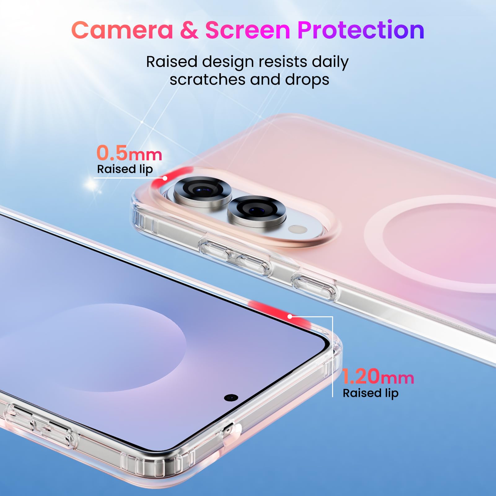 Ornarto For Samsung Galaxy S25 Edge Case, Compatible With Magsafe, Slim Shockproof Holographic Iridescent Phone Case, Gradient R