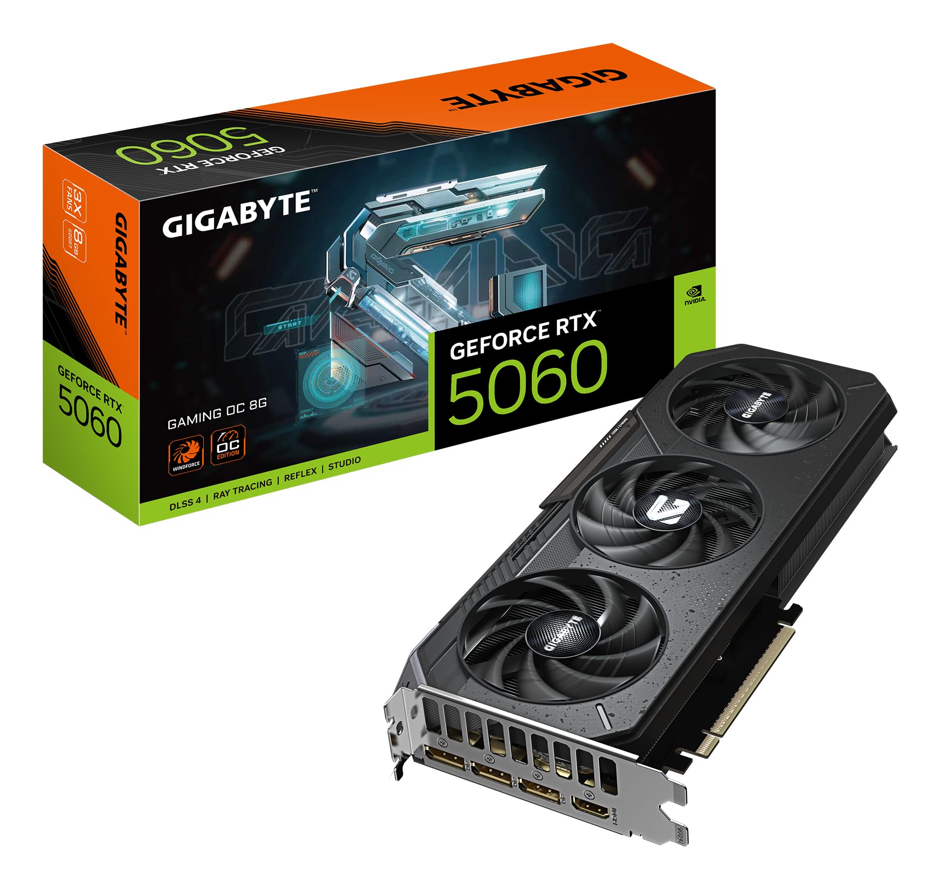 Gigabyte GeForce RTX 5060 Gaming OC 8G Graphics Card - 8GB GDDR7, 128bit, PCI-E 5.0, 2595 MHz Core Clock, 3 x DisplayPort, 1 x H
