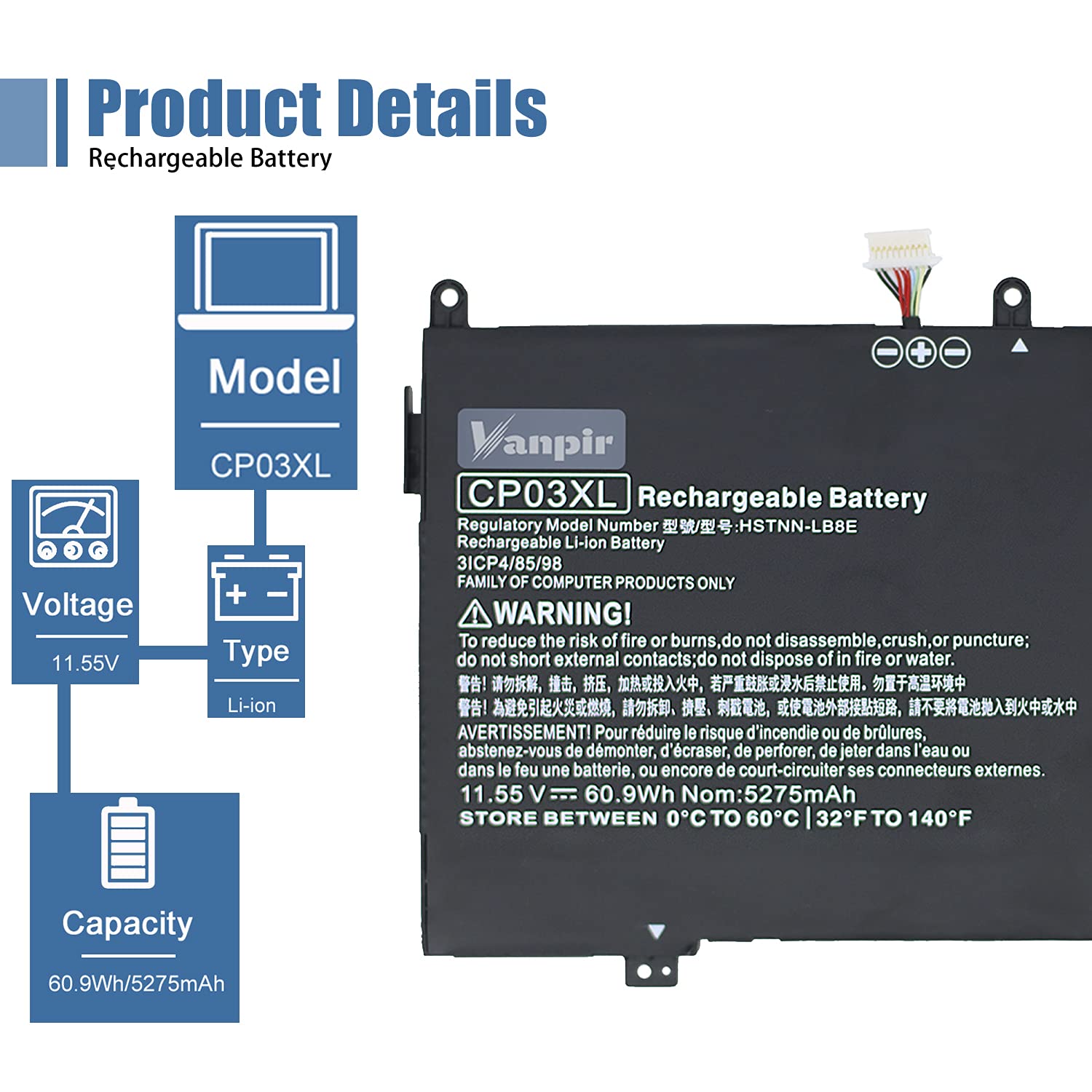 Vanpir Cp03Xl 929066 421 929072 855 Battery For Hp Spectre 13 X360 13 Ae000 13 Ae049Ng 13 Ae040Ng 13 Ae006No 13 Ae001Ng Series C