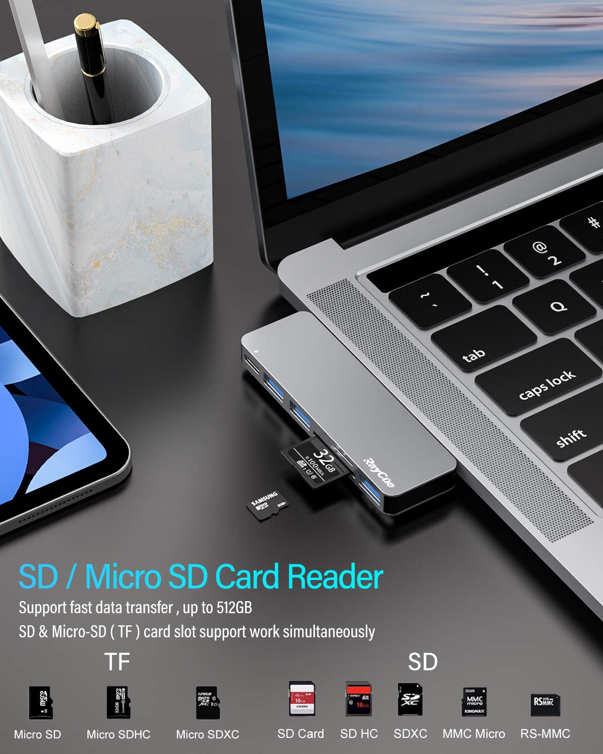 Raycue Usb C Adapter For Macbook Pro/Macbook Air M1 M2 M3 2023 2022 2021 13 15 16,6 In 1 Usb-C Hub Macbook Pro Accessories With