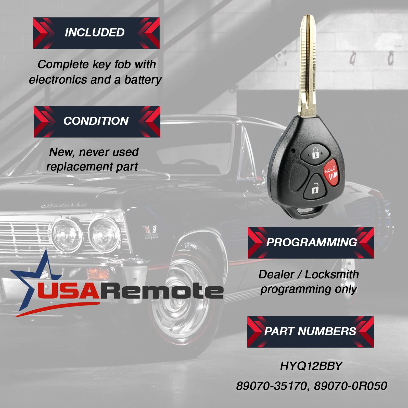 Key Fob Keyless Entry Remote Fits Toyota 4Runner, Rav4, Yaris (Hyq12Bby G)