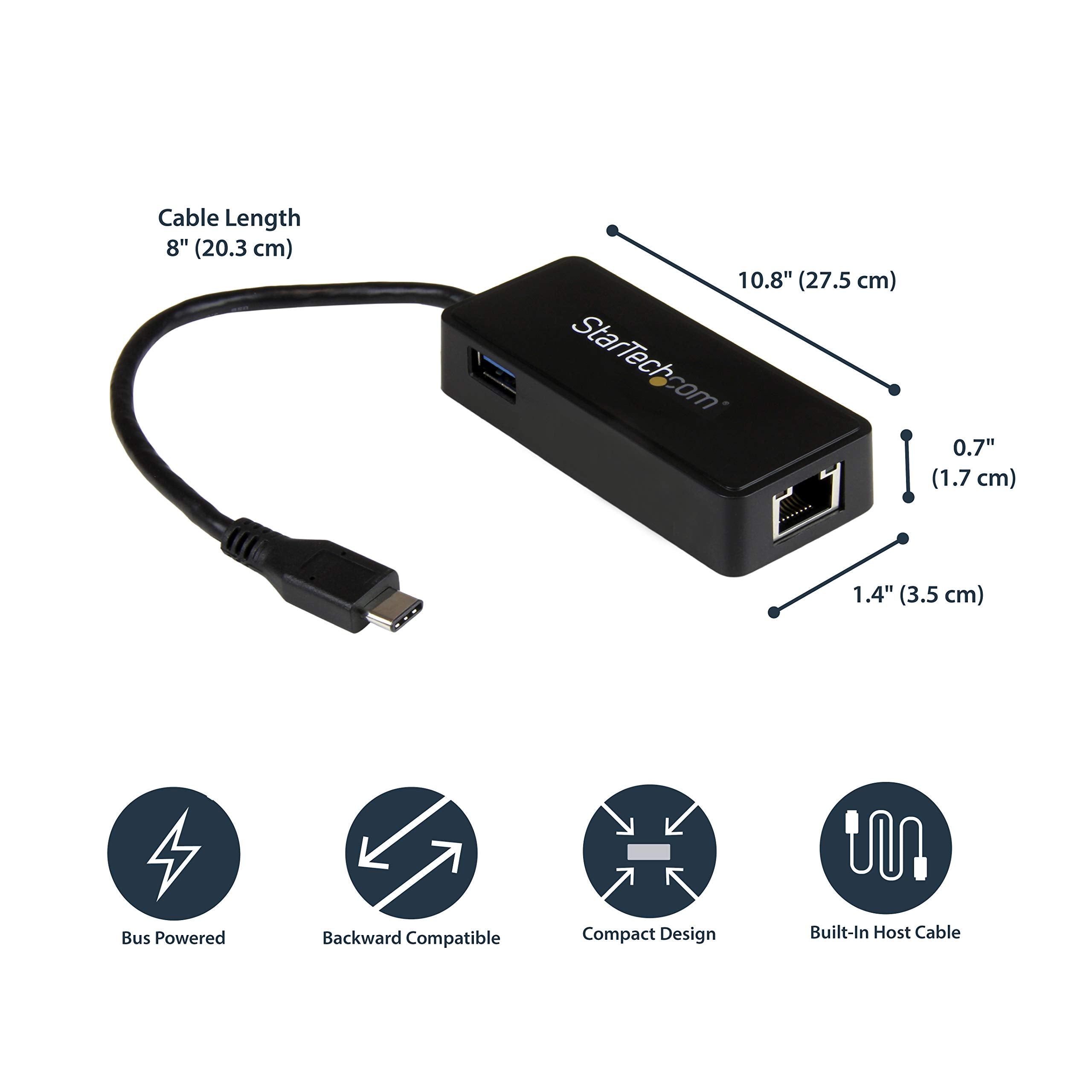 Startech.Com Usb-C To Ethernet Gigabit Adapter - Thunderbolt 3 Compatible - Usb Type C Network Adapter - Usb C Ethernet Adapter
