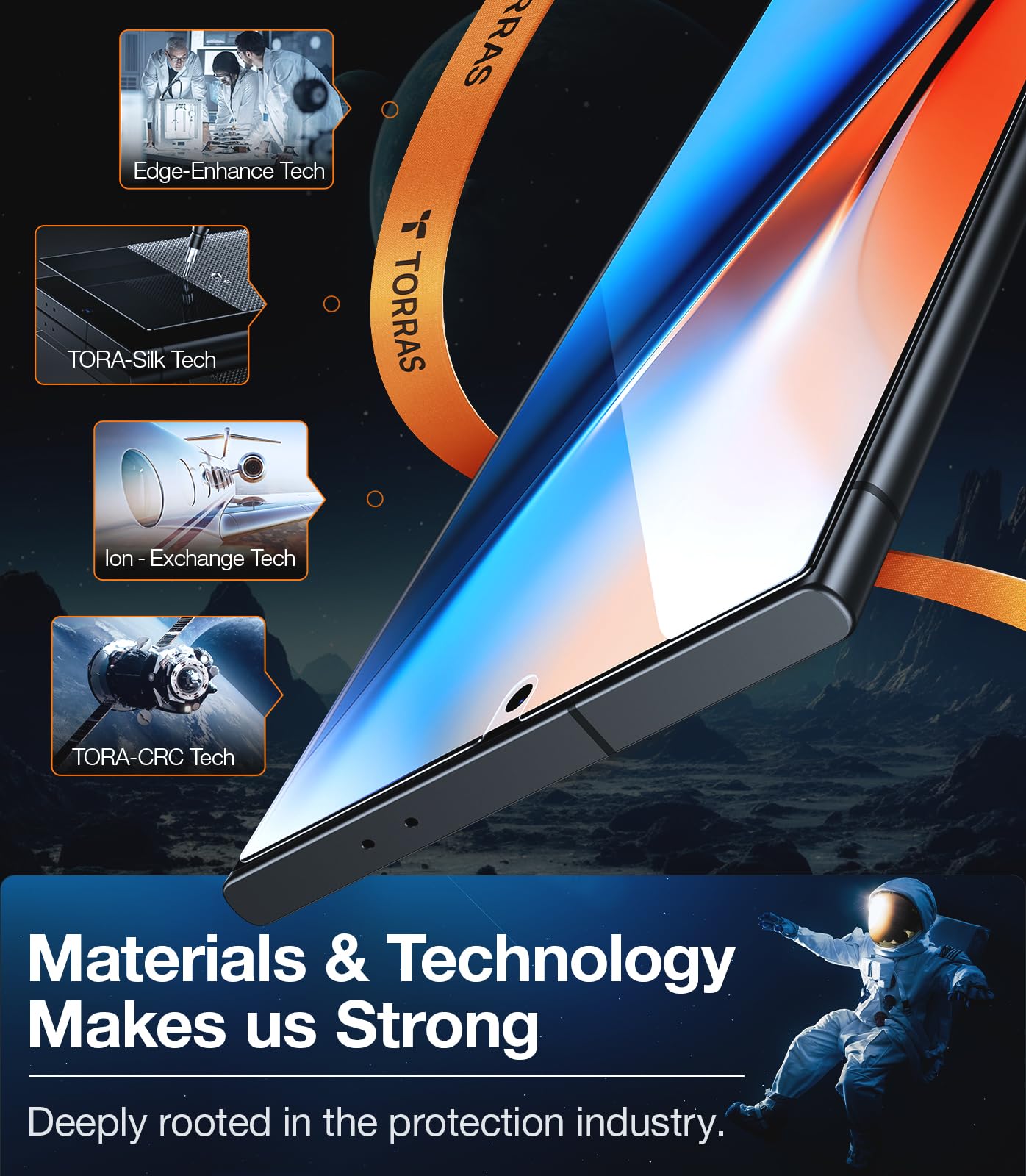 Torras Top Notch Diamond Shield For Samsung Galaxy S24 Ultra Screen Protector [9H+ Durable Military Grade Protection] 0.04S Fing