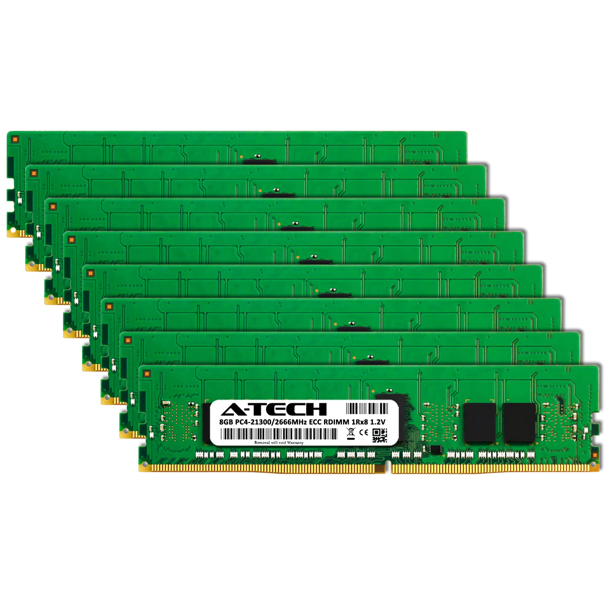 A Tech 64Gb Kit (8X8Gb) Ddr4 2666Mhz Pc4 21300 Ecc Rdimm 1Rx8 1.2V Single Rank Ecc Registered Dimm 288 Pin Server & Workstation