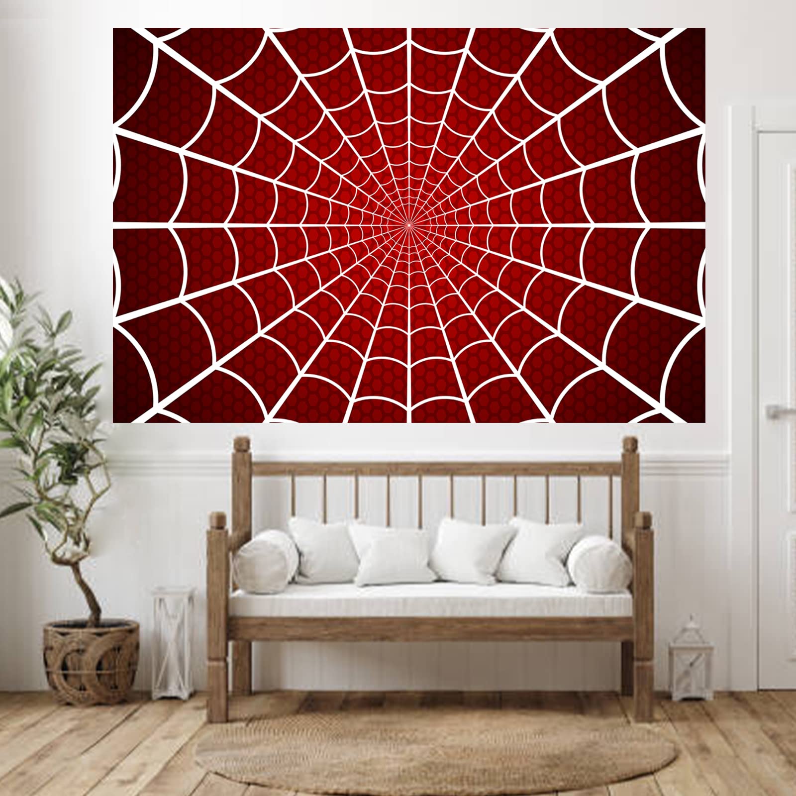 Spider Web Happy Birthday Banner Backdrop Super Hero Theme Decor Decorations For Boys Girls 1St Birthday Party Supplies Baby Sho