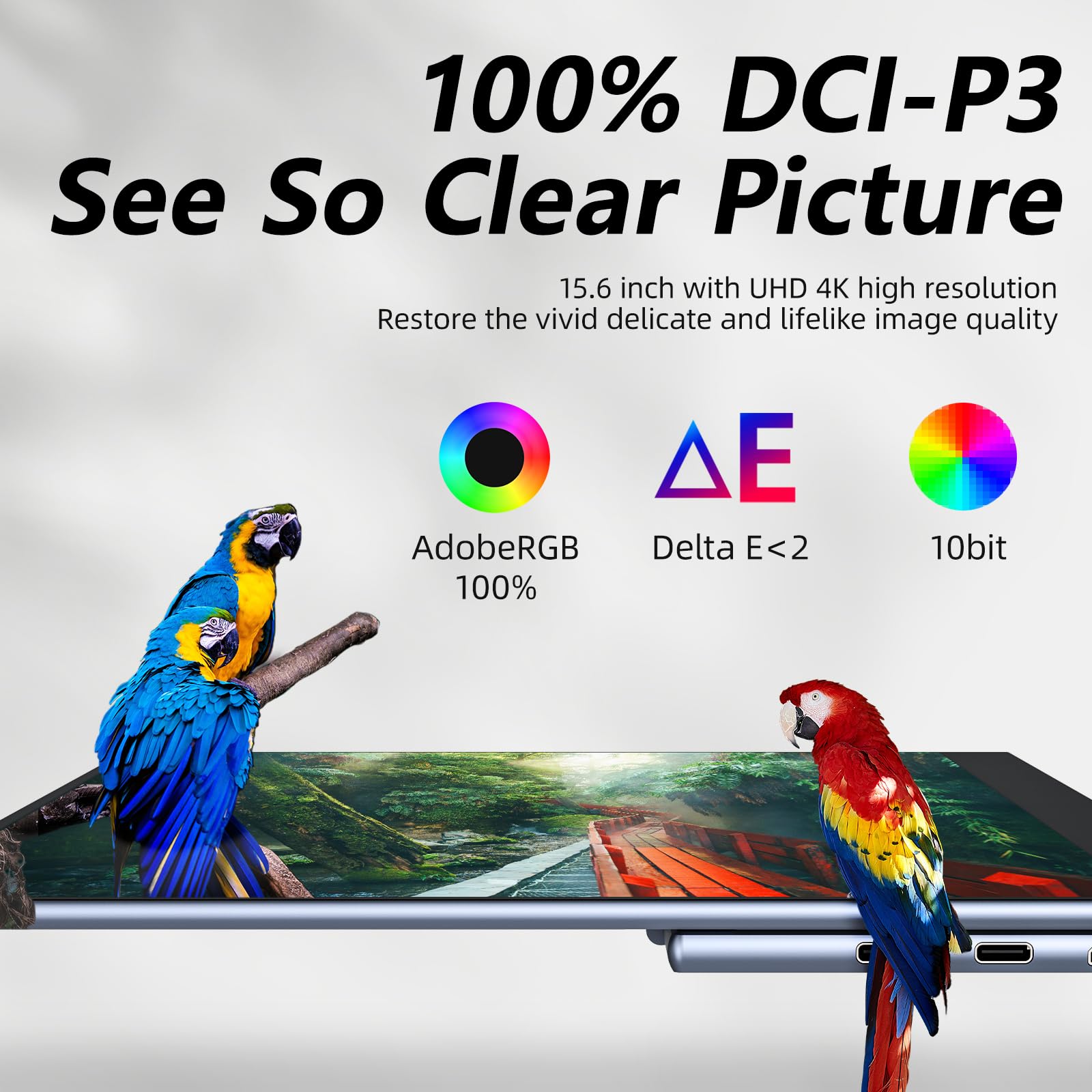 Upperizon Portable Monitor Oled 15.6 Inch Touchscreen 4K Uhd 3840X2160 100% Dci P3 100000:1 Multi Touch Hdr Usb C Hdmi Travel Mo