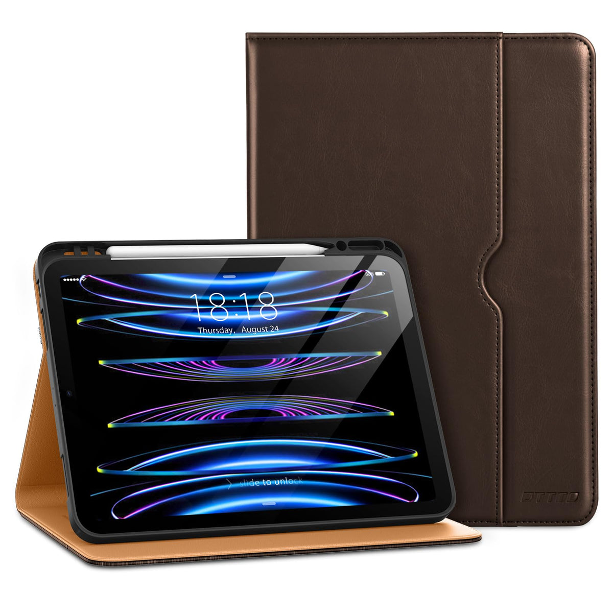 Dtto For Ipad Pro 12.9 6Th / 5Th / 4Th / 3Rd Generation Case 2022/2021/2020/2018, Leather Folio Stand Cover With Built-In Apple 